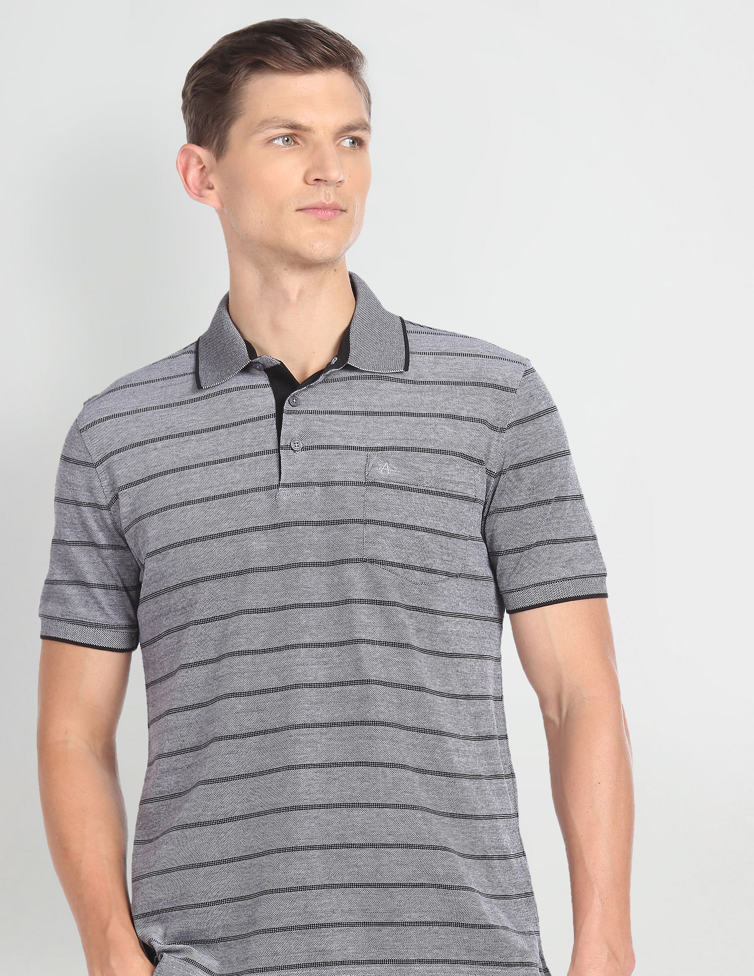 Arrow Horizontal Stripe Cotton Polo Shirt