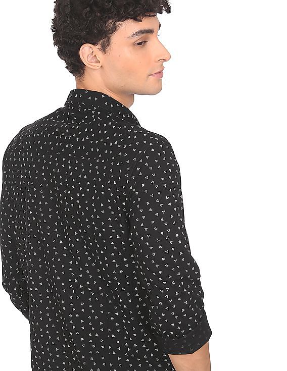 Flying Machine Barrel Cuff Printed Shirt