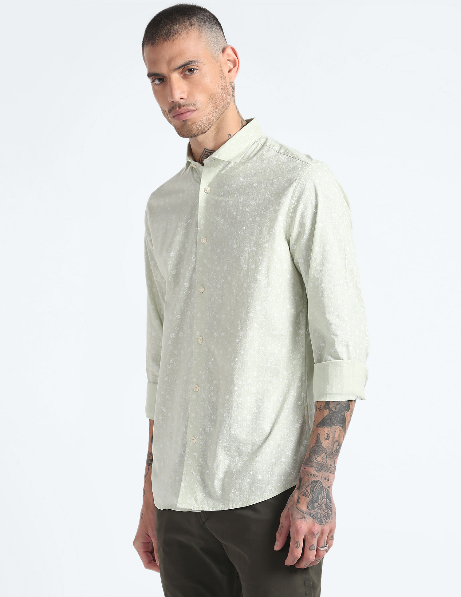 Flying Machine Graphic Print Cotton Shirt