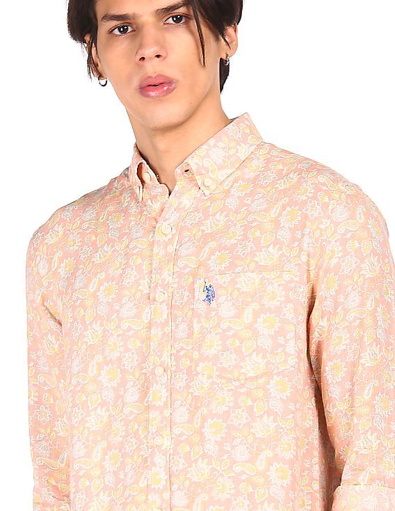 Peach polo outlet button down