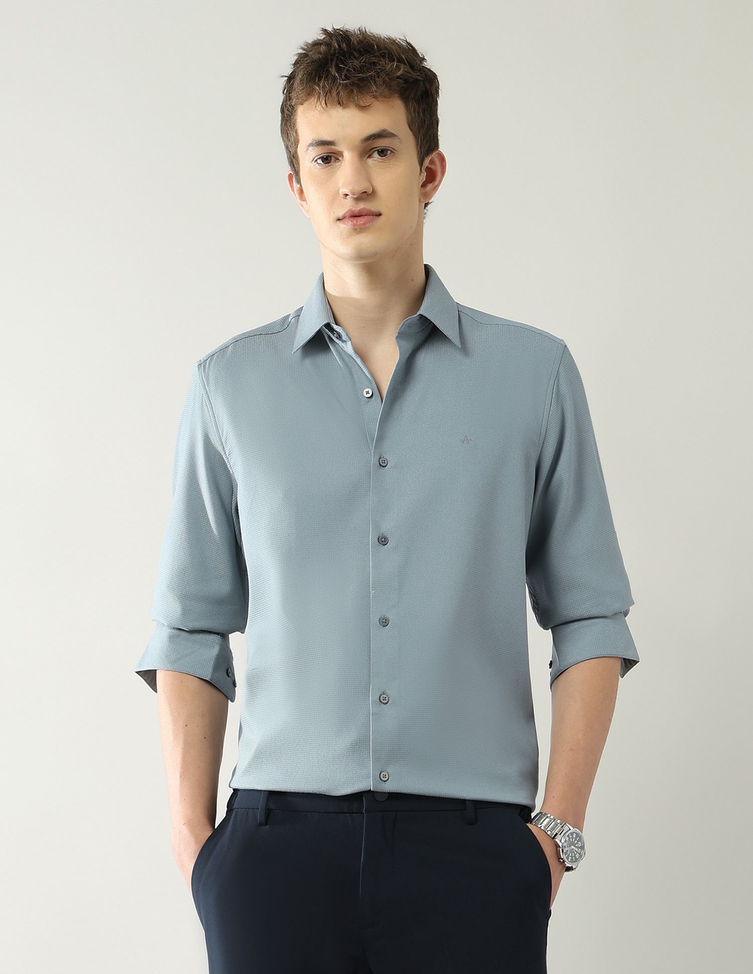 Arrow Newyork Textured Slim Fit Shirt