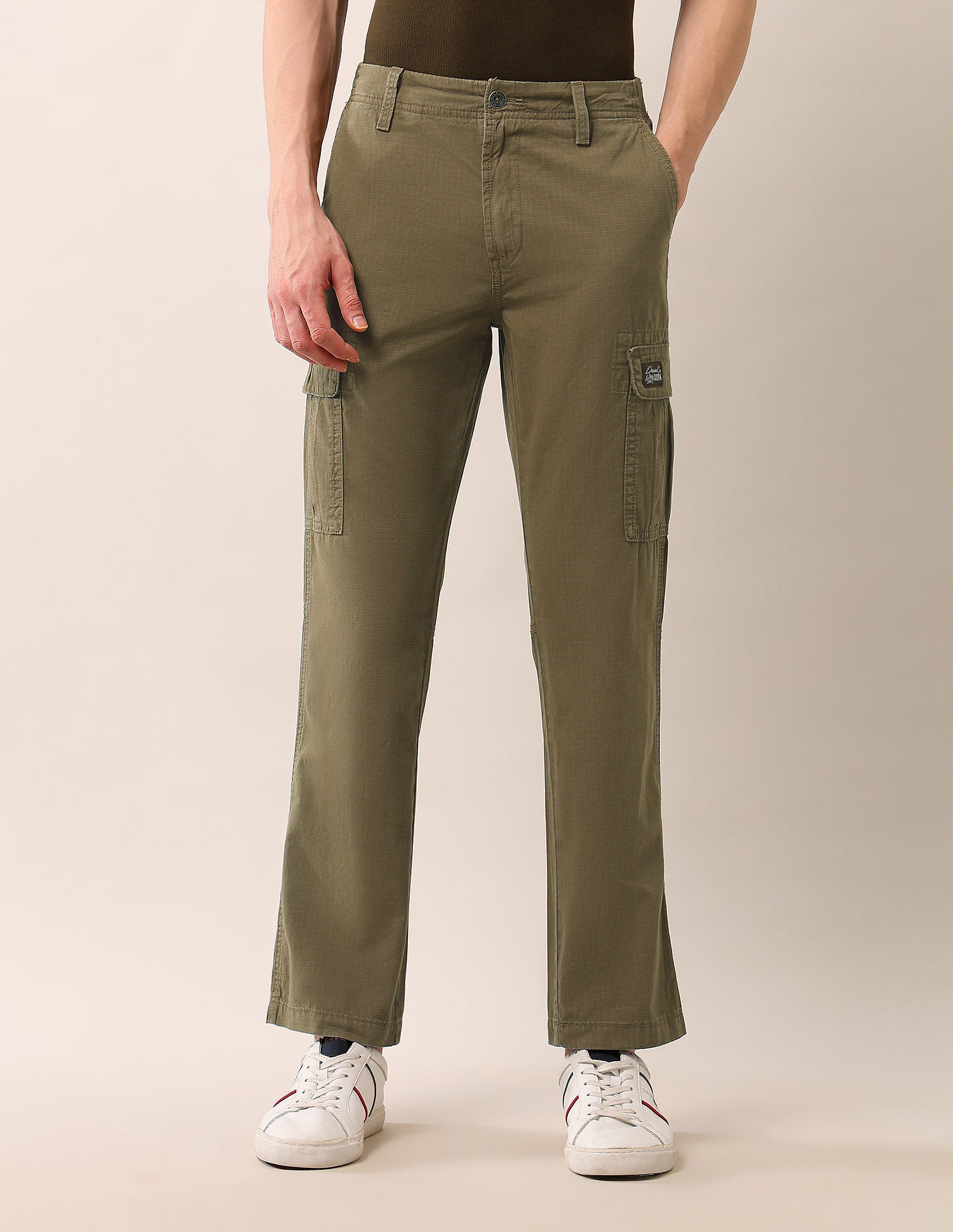 U.S. Polo Assn. Denim Co. Mid Rise Straight Fit Textured Cargos