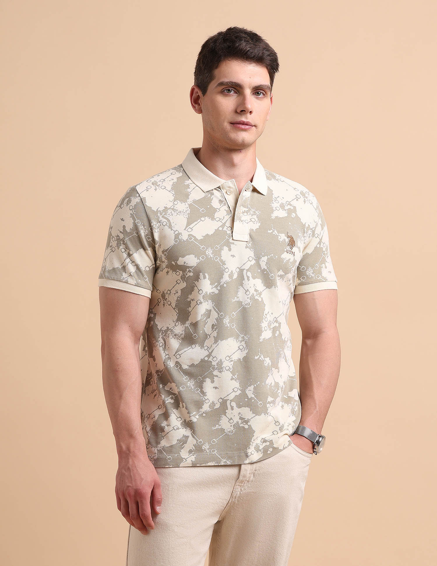 U.S. Polo Assn. Denim Co. Abstract Printed Pure Cotton Polo Shirt