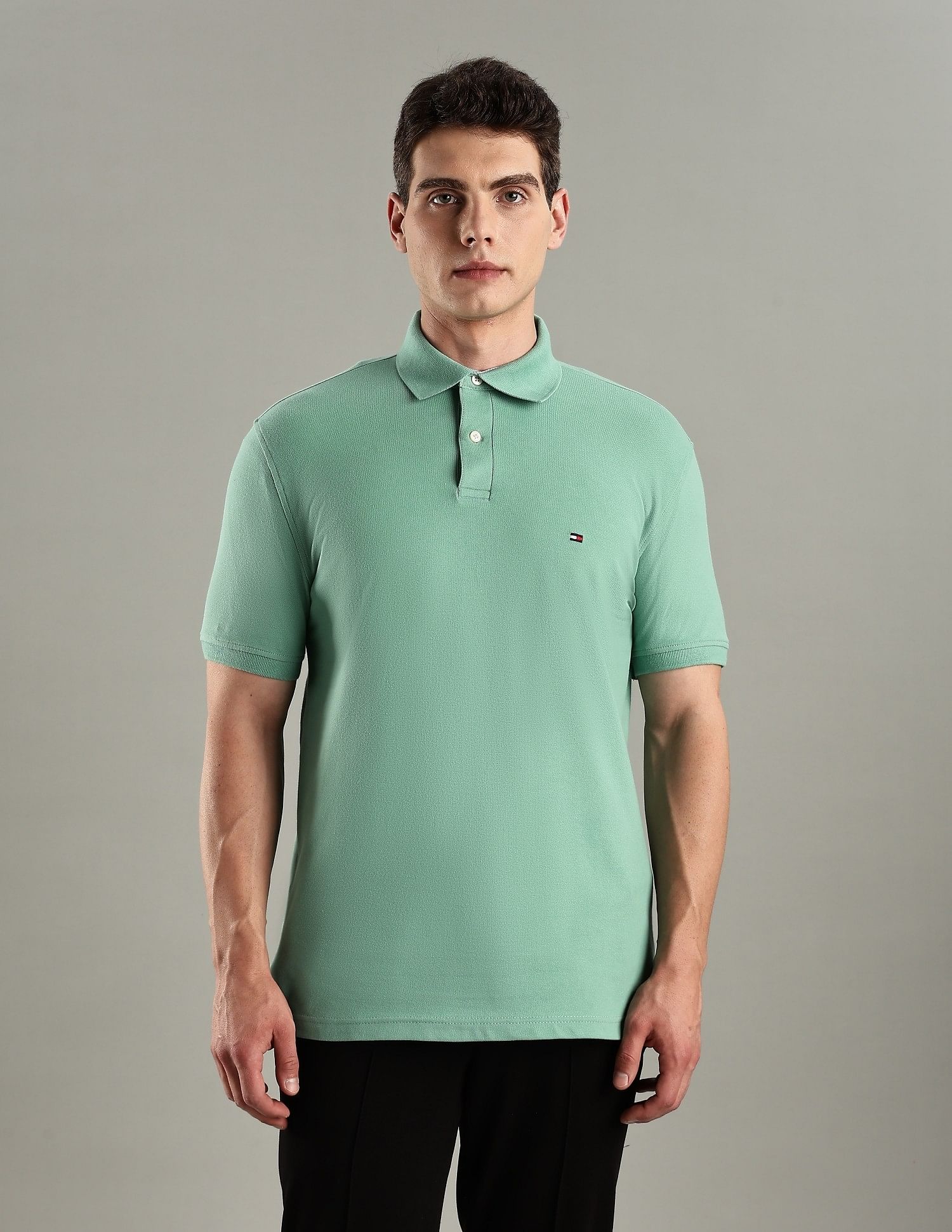 Tommy Hilfiger Solid Regular-Fit Cotton Polo T-Shirt