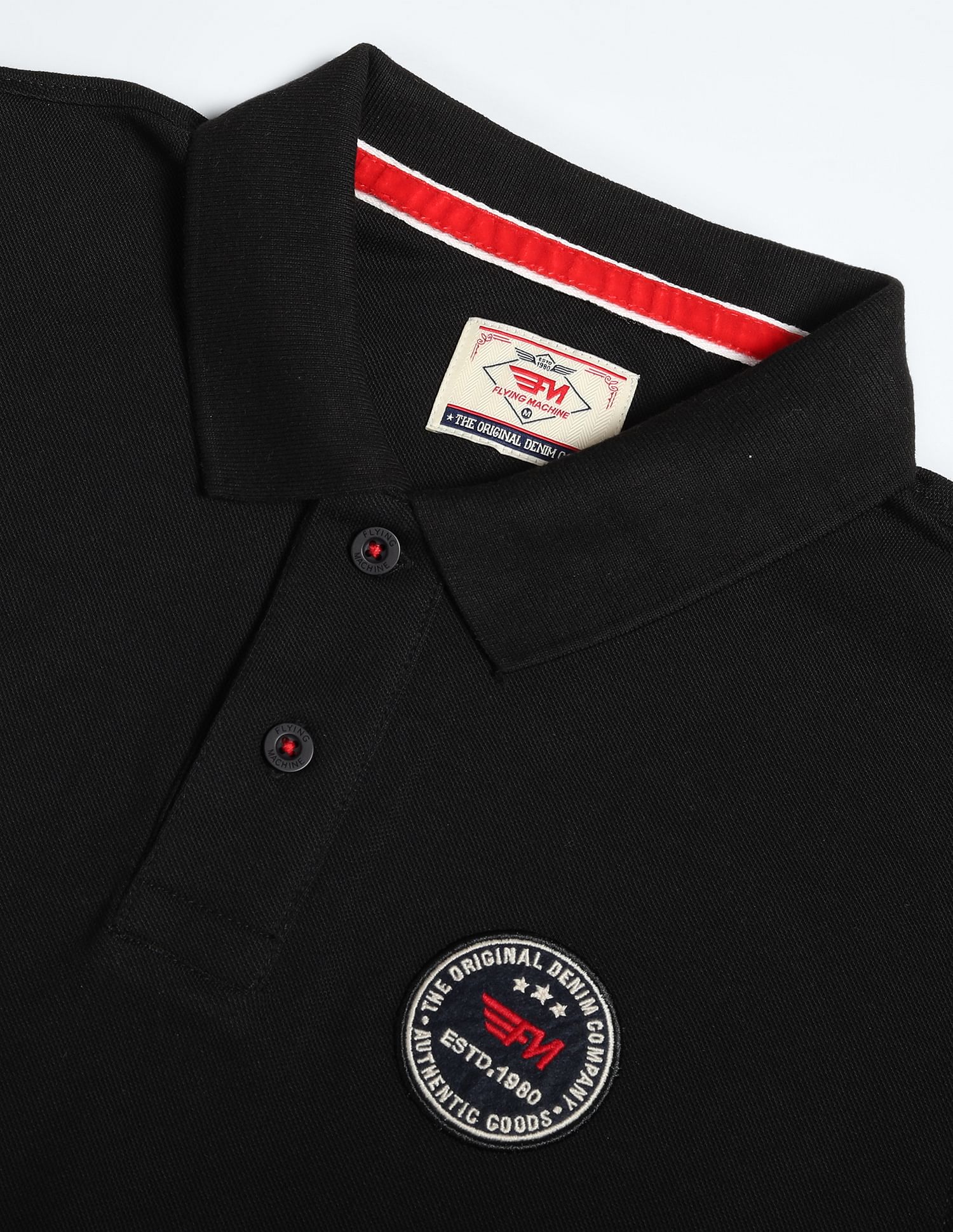 Flying Machine Logo Applique Pique Polo Shirt