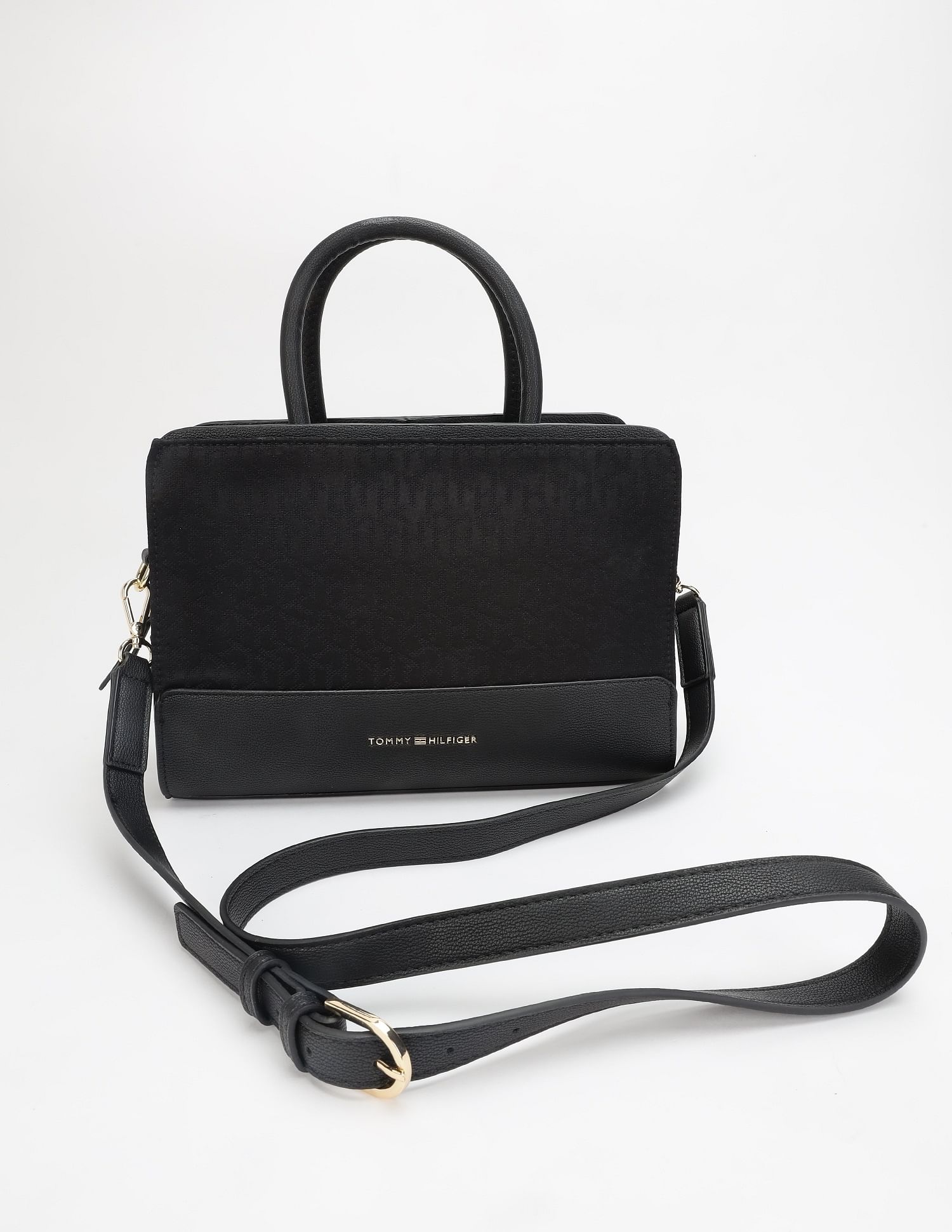 Tommy Hilfiger Logo Black Polyester Sling Bag