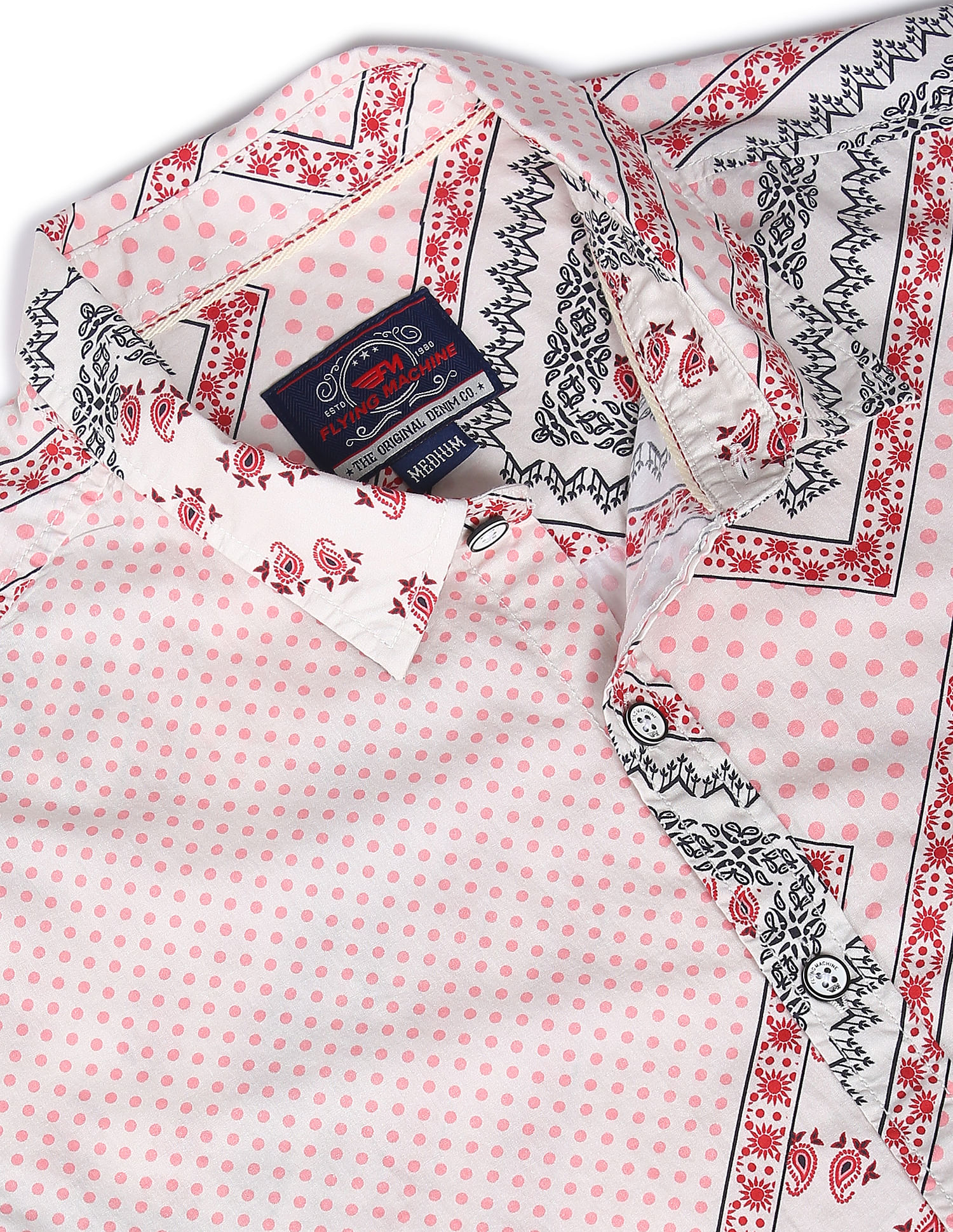 Flying Machine Motif Print Cotton Shirt