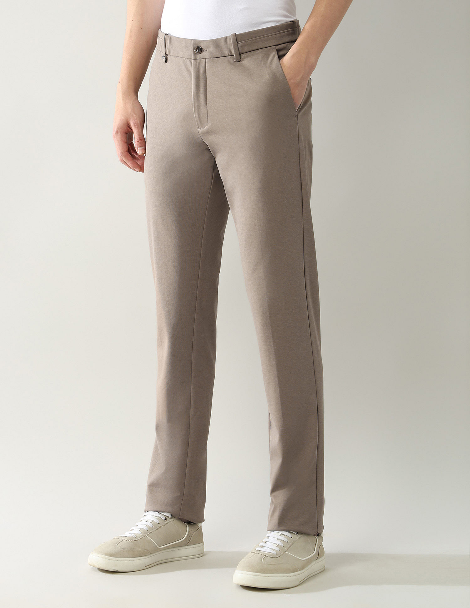 Arrow Newyork Mid Rise Knitted Autoflex Trousers