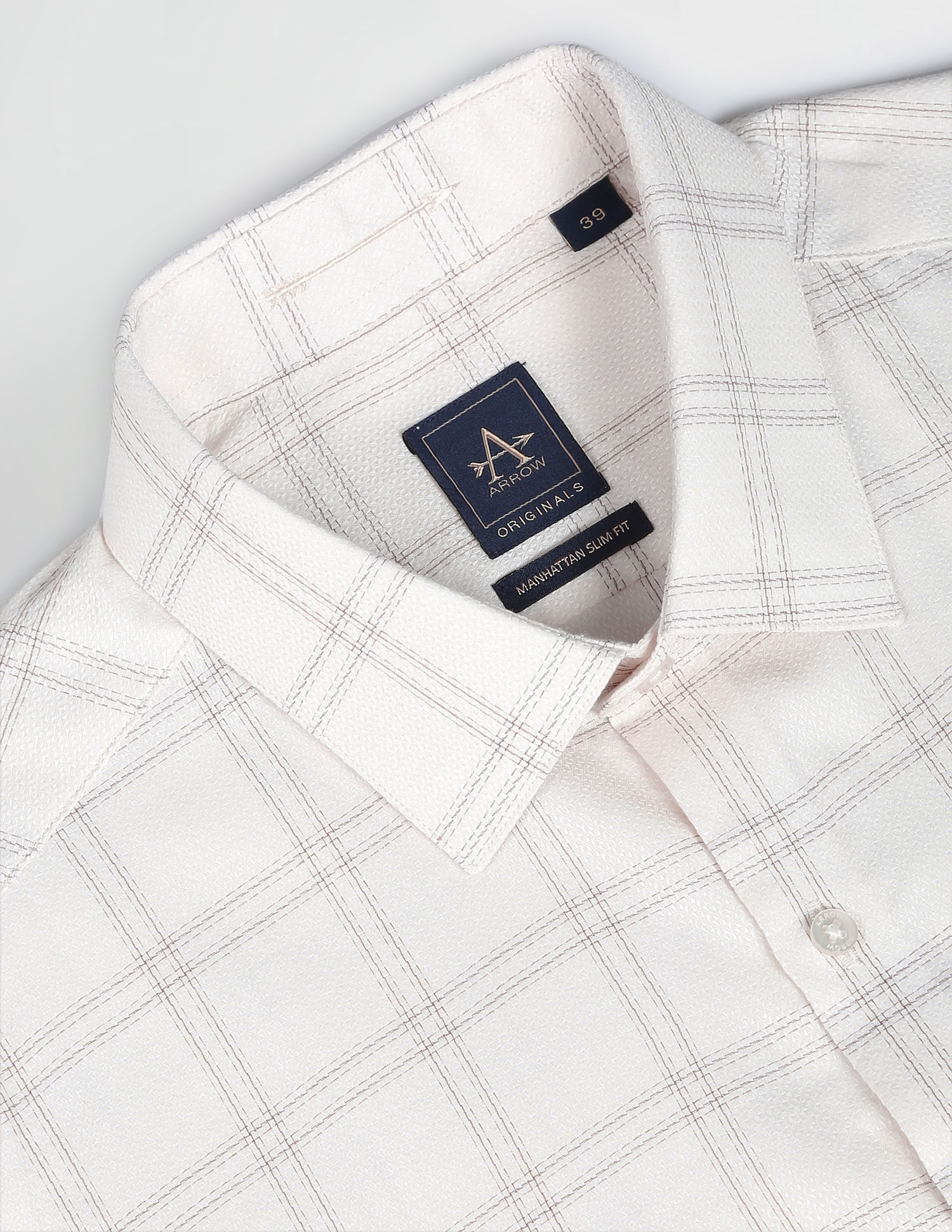 Arrow Cutaway Collar Plaid Check Formal Shirt
