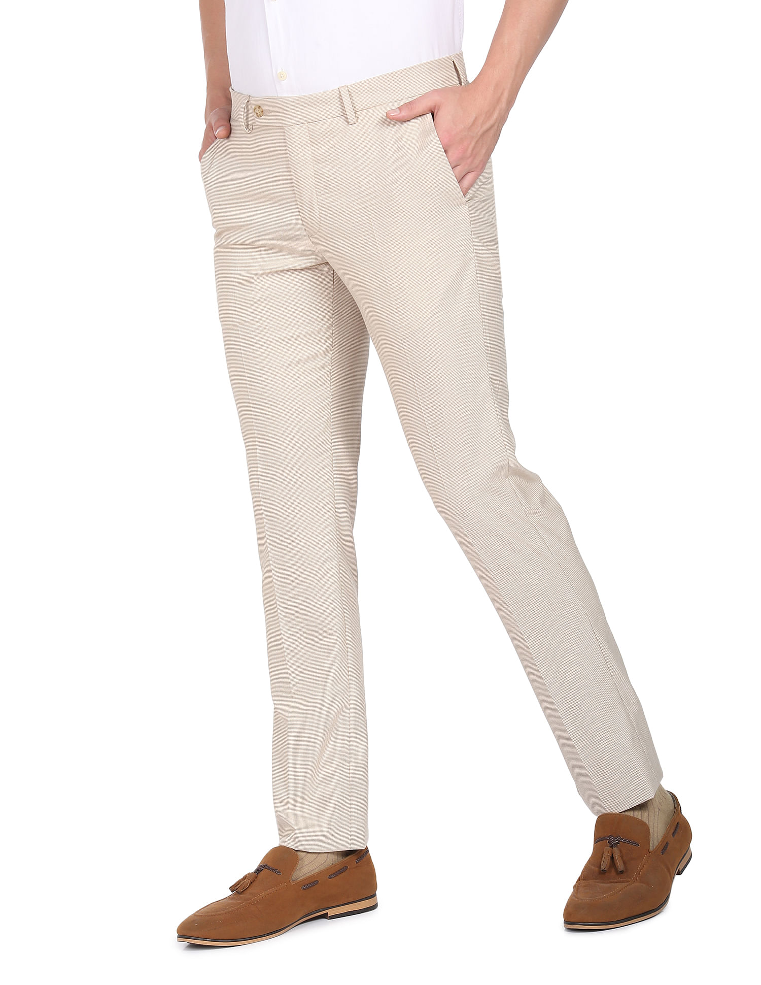 Buy Arrow Houndstooth Smart Flex Formal Trousers - NNNOW.com