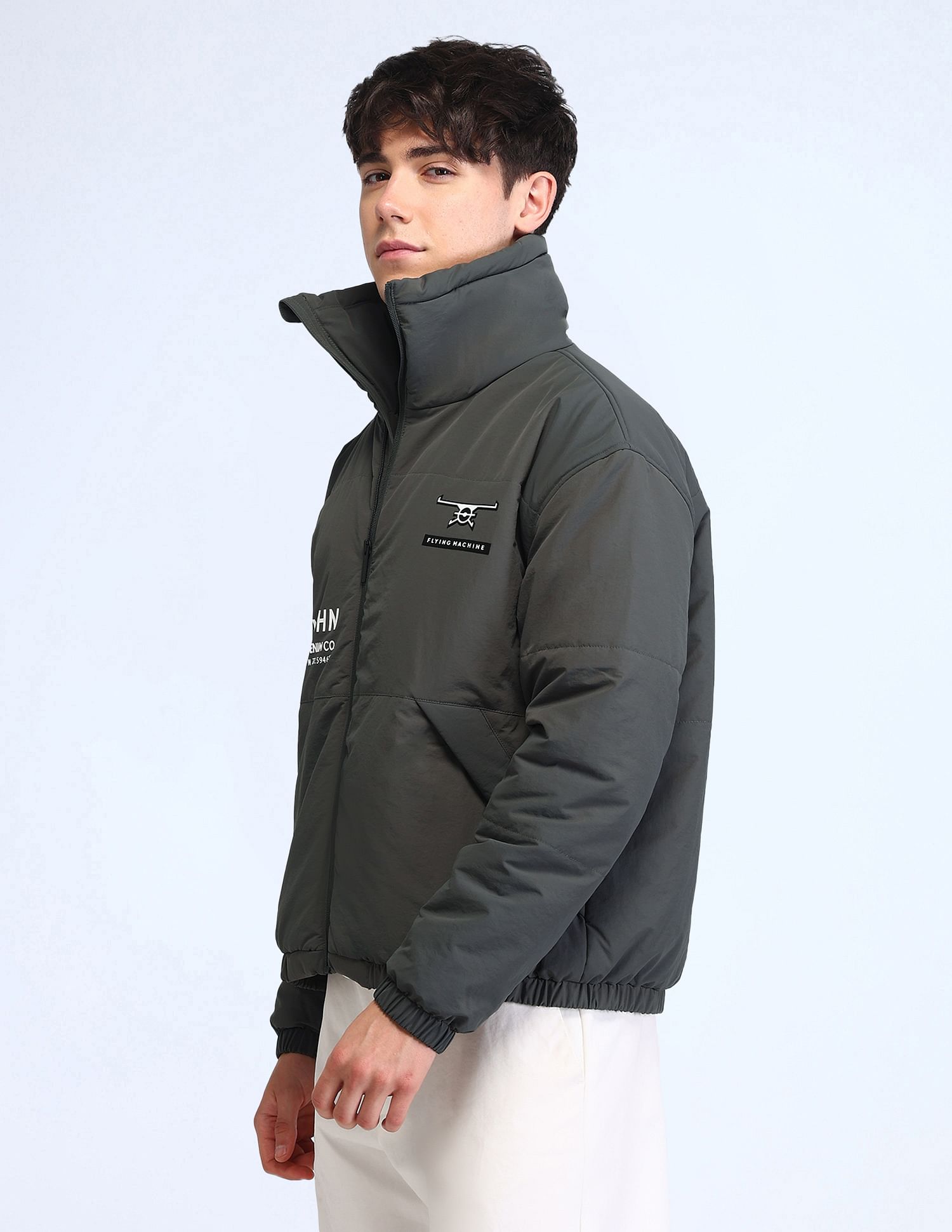 Flying Machine Relaxed Fit Printed Padded Jacket