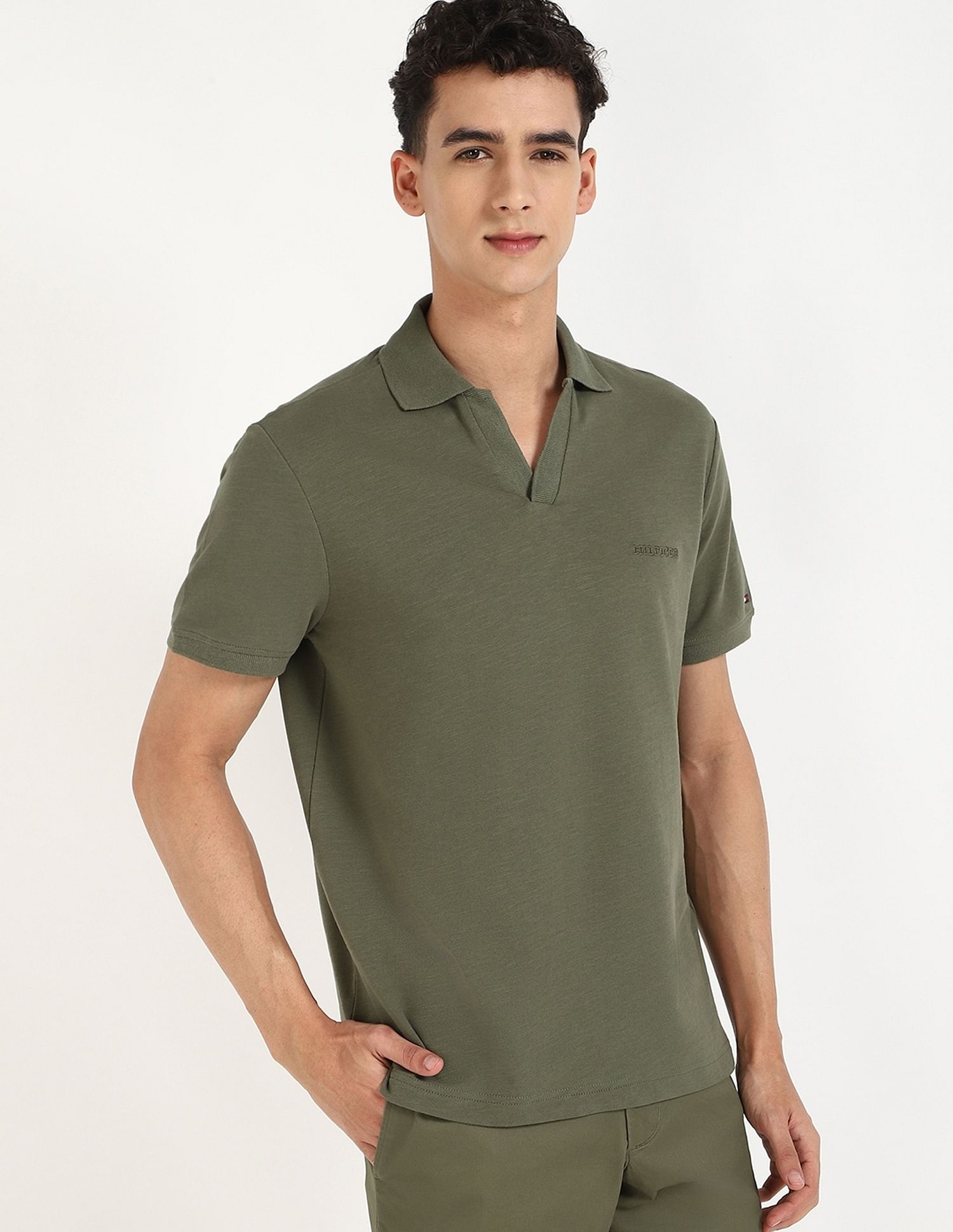 Tommy Hilfiger Solid Regular-Fit Cotton Polo Shirt
