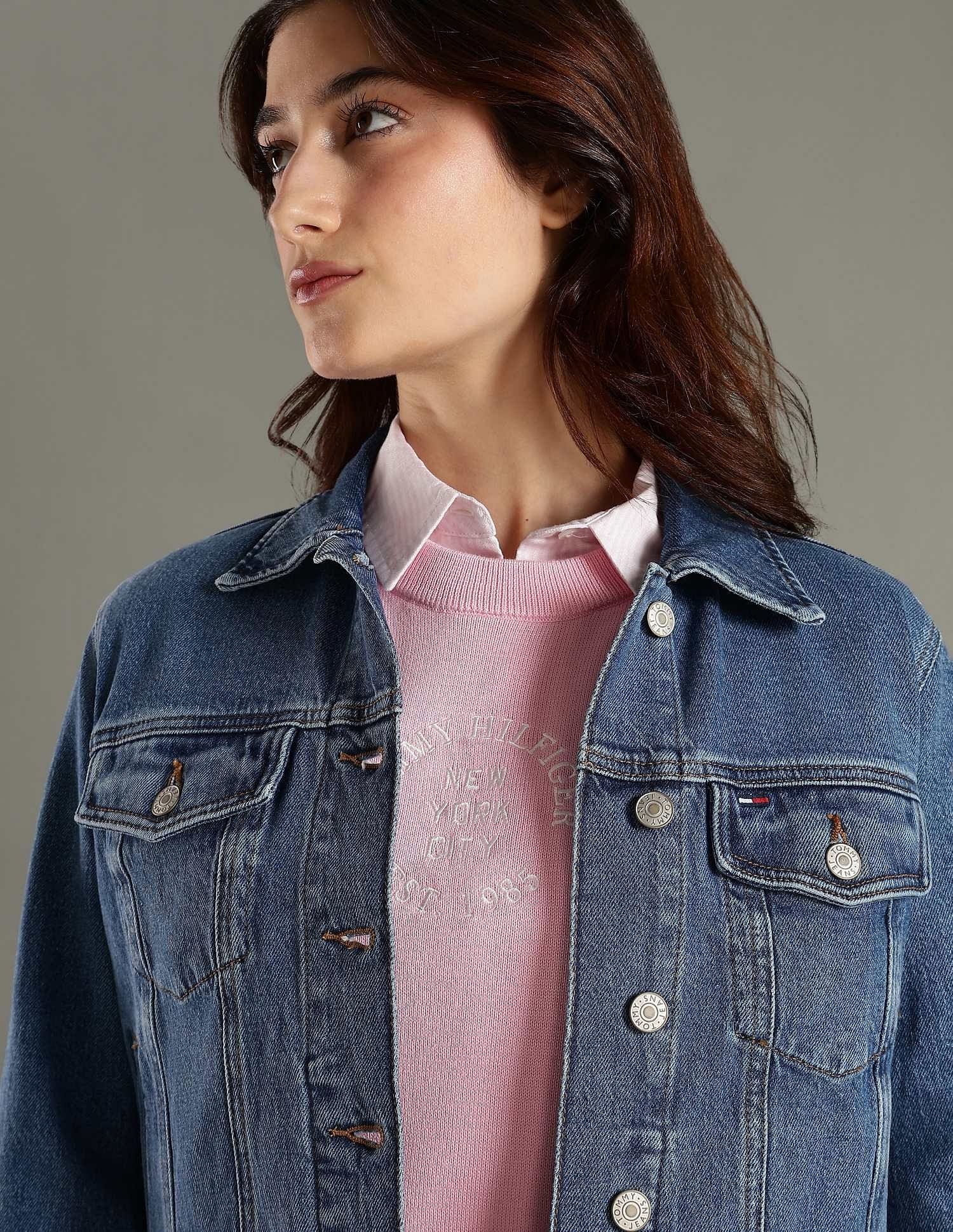 Tommy Hilfiger Regular Fit Cotton Spread Collar Denim Jacket