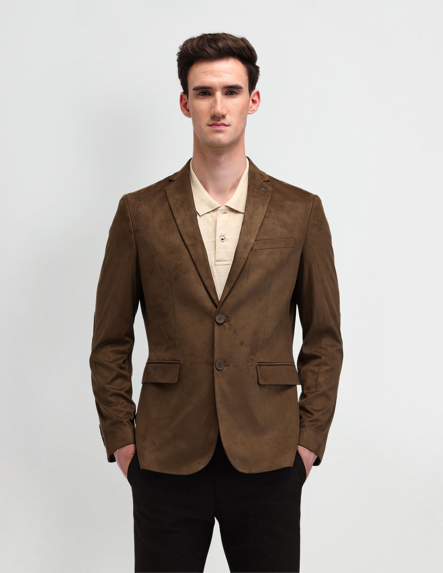 Arrow Zero Calorie Slim Fit Knitted Suede Blazer