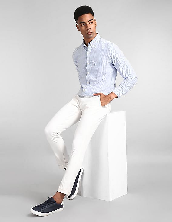 Buy GAP Men White Modern Khakis In Skinny Fit With GapFlex 