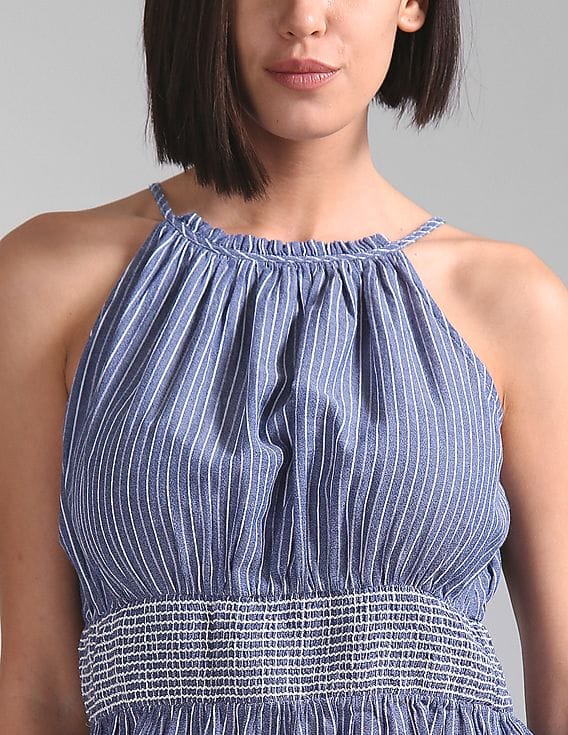 Buy GAP Women Blue Stripe Halter Dress - NNNOW.com Buy GAP Women Blue Stripe Halter Dress - NNNOW.com