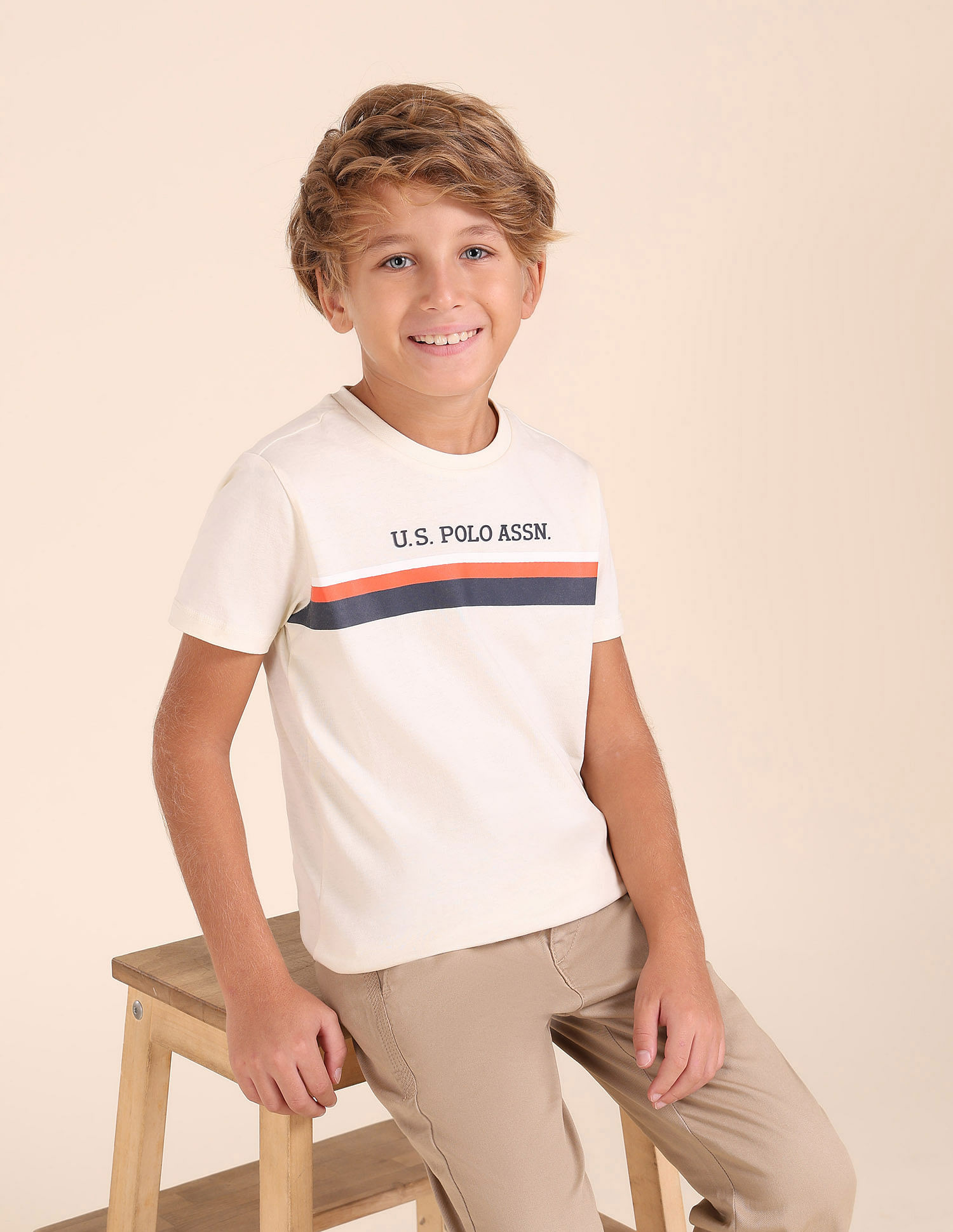 U.S. Polo Assn. Kids Boys Regular Fit Horizontal Striped T-Shirt