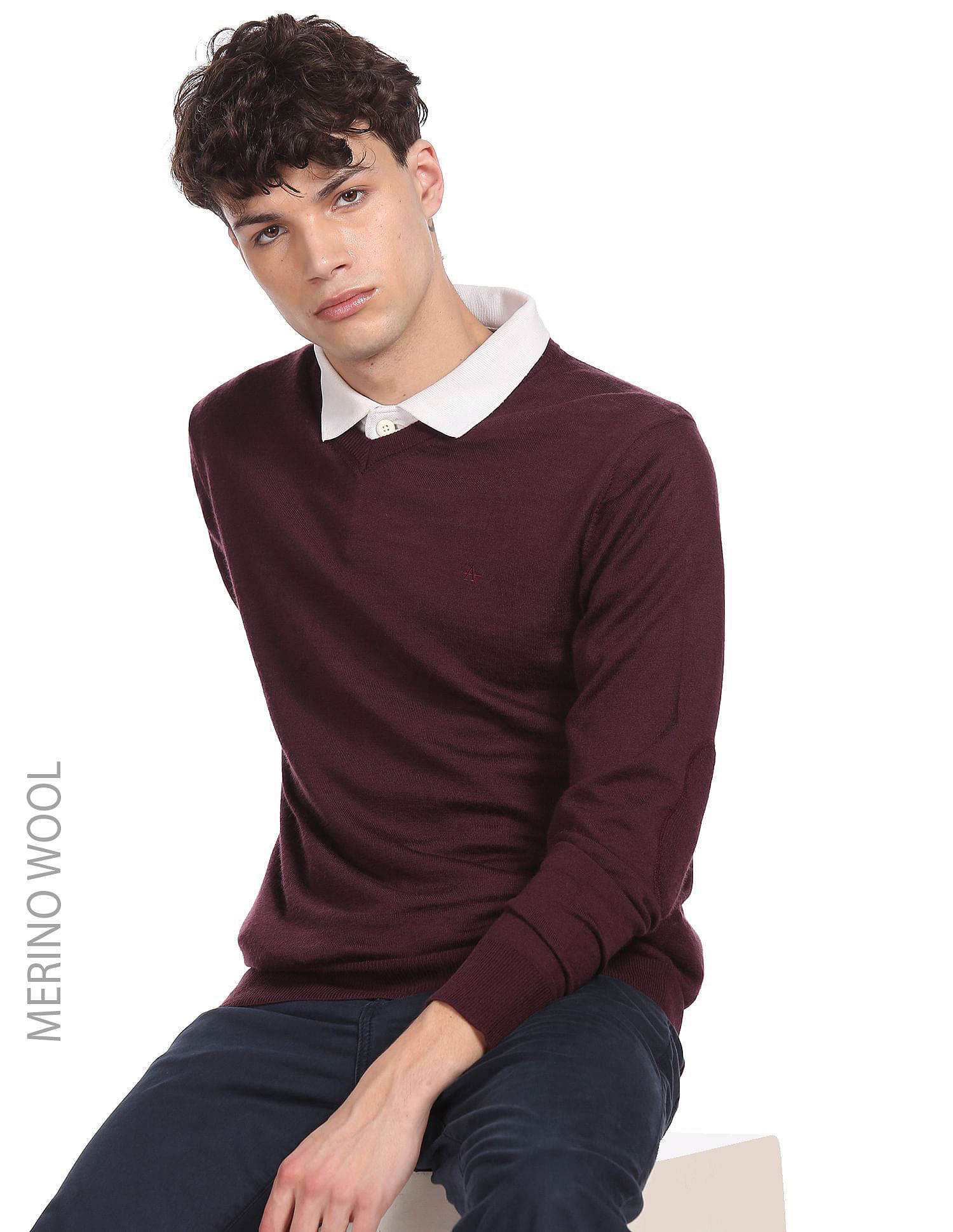 Mens merino wool v on sale neck