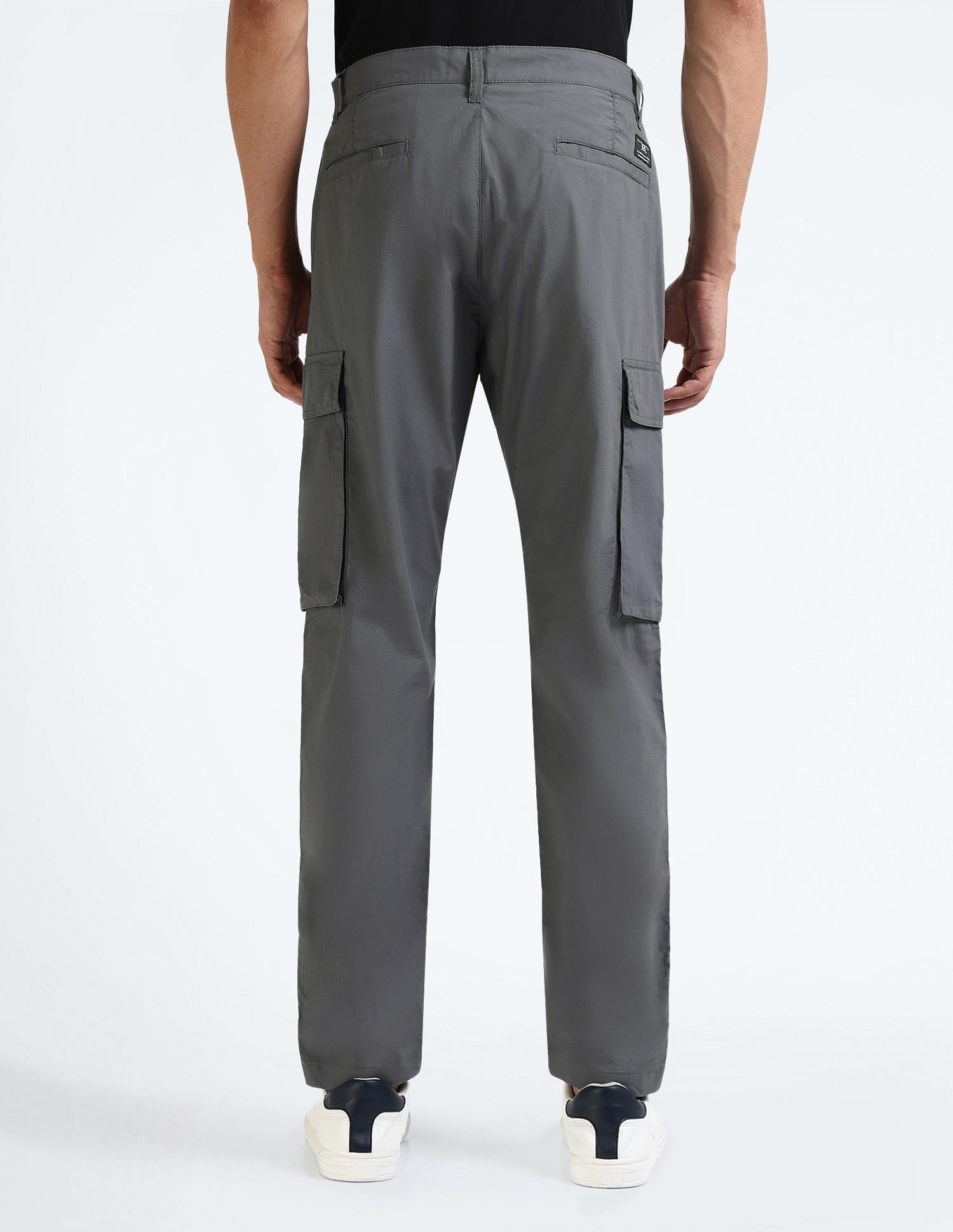 Flying Machine Mid Rise Solid Cargo Pants