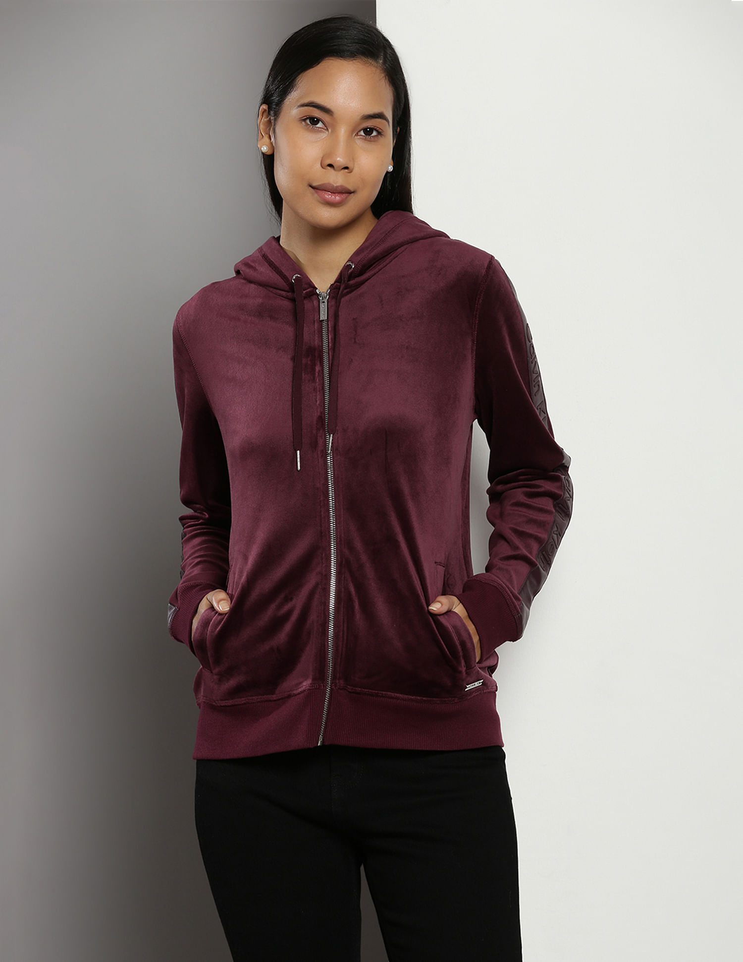 Calvin Klein Brand Tape Solid Hooded Sweatshirt