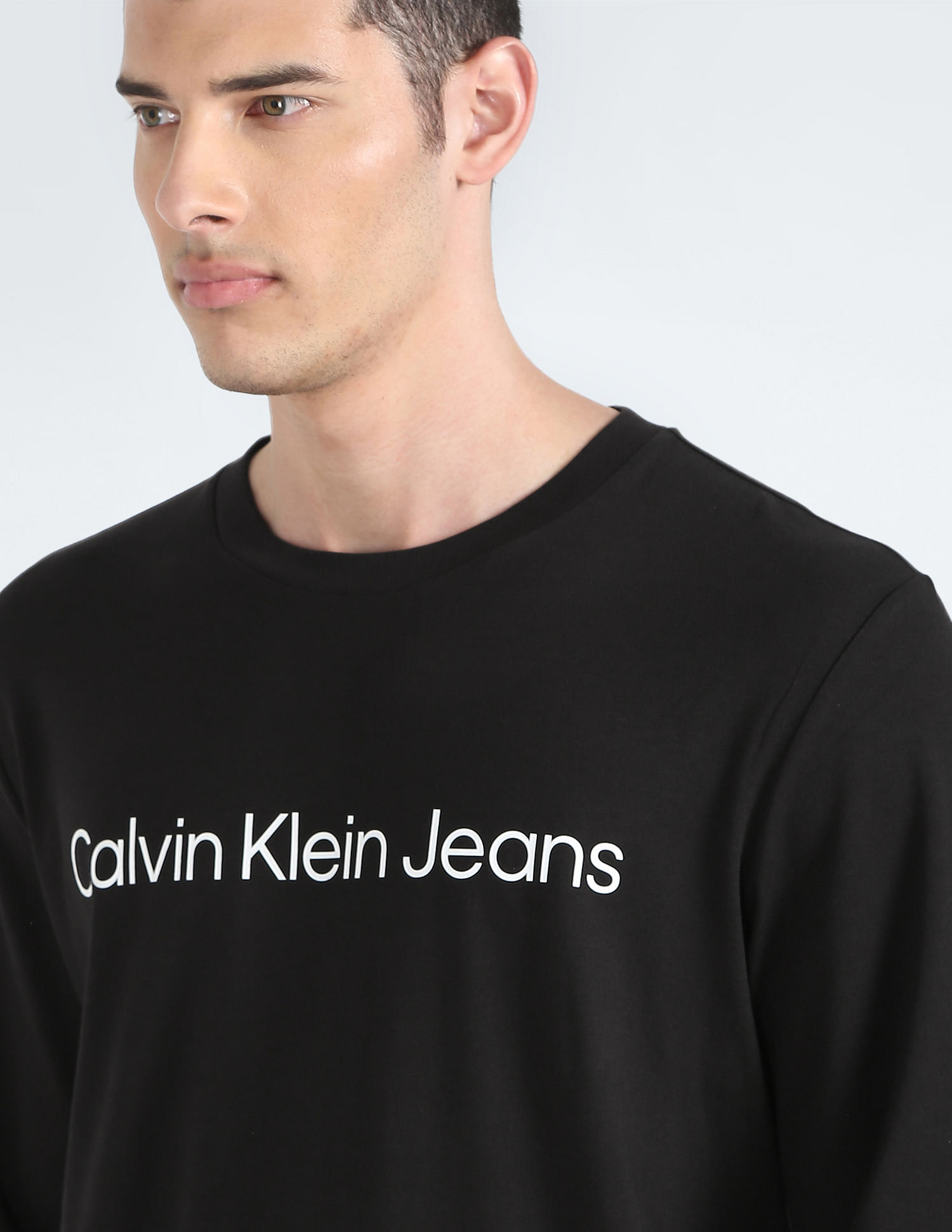 Cotton Klein Buy T-Shirt Crew Logo Jeans Neck Calvin Instil