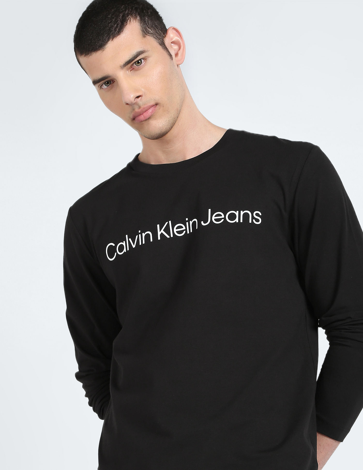 Buy Calvin Klein Jeans Cotton Instil Logo Neck T-Shirt Crew