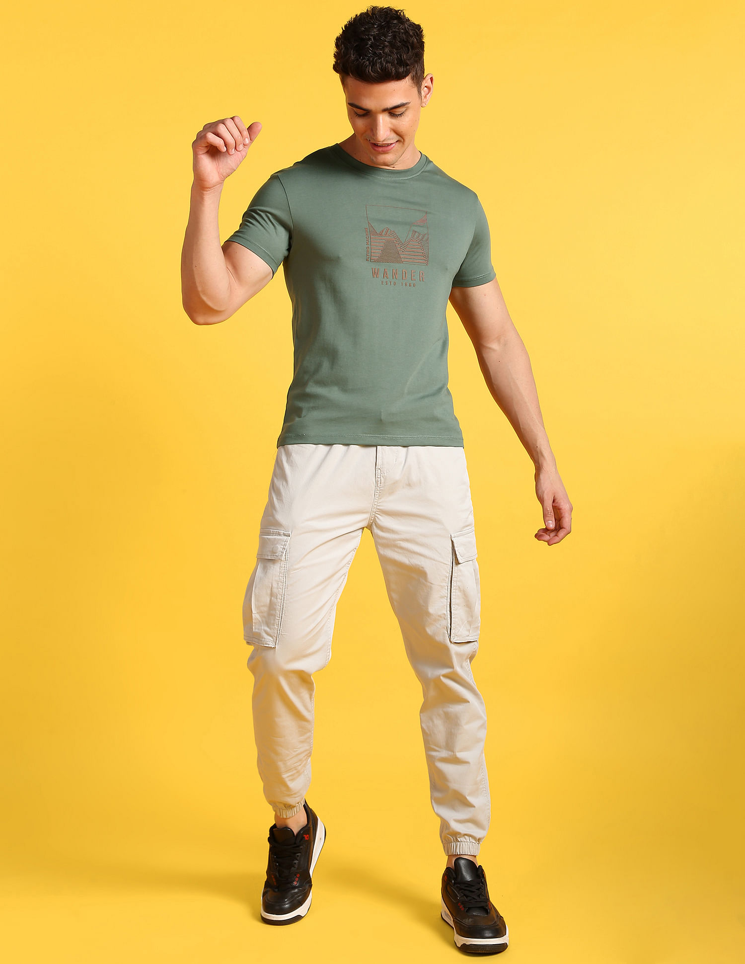 Flying Machine Crew Neck Graphic T-Shirt