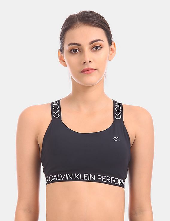 Buy Calvin Klein Underwear Women Black Logo Taping Sports Bra - NNNOW.com