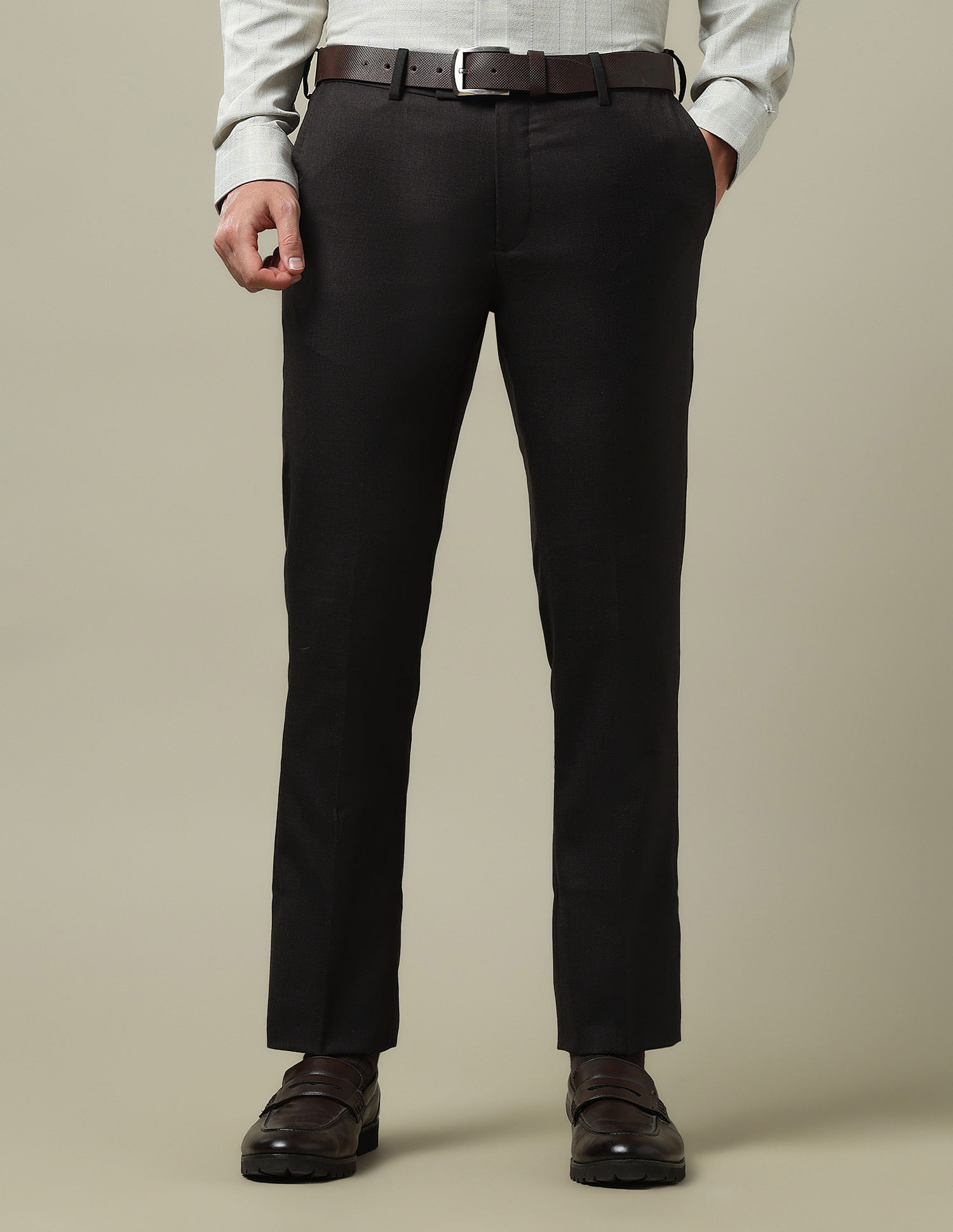 Arrow Mid Rise Solid Trousers
