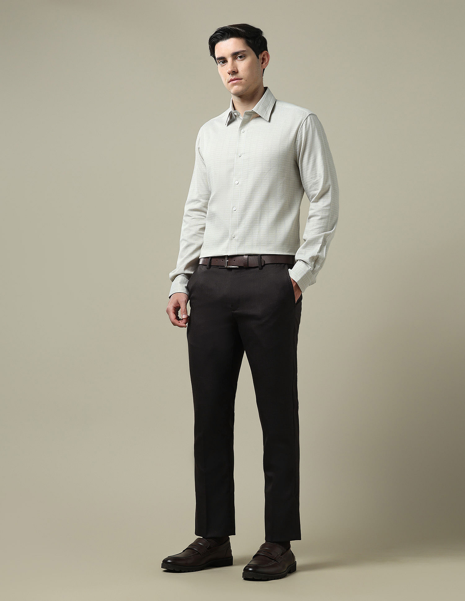 Arrow Mid Rise Solid Trousers