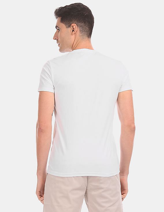Calvin Klein Men White Slim Fit Brand Logo T-Shirt