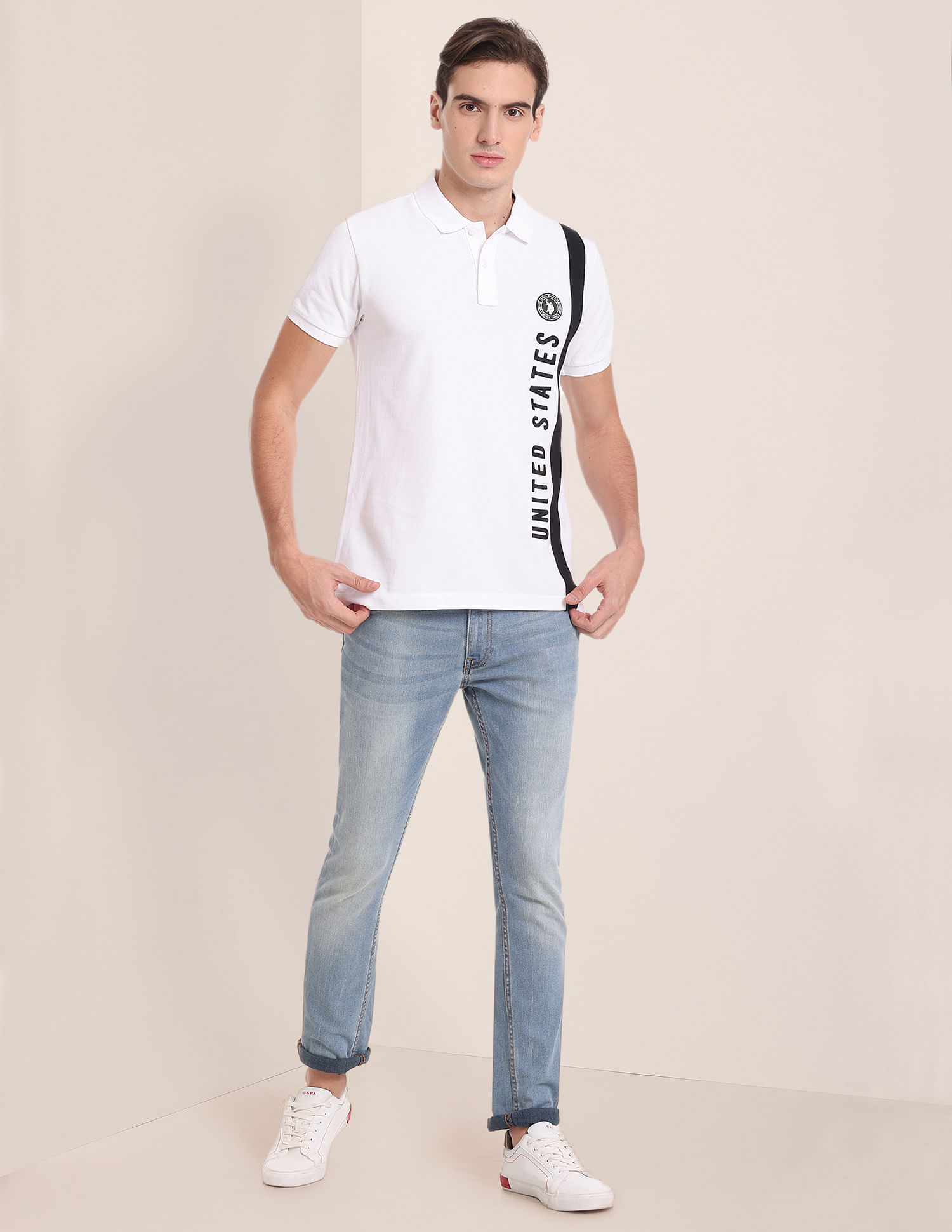 U.S. Polo Assn. Vertical Stripe Embroidered Logo Polo Shirt