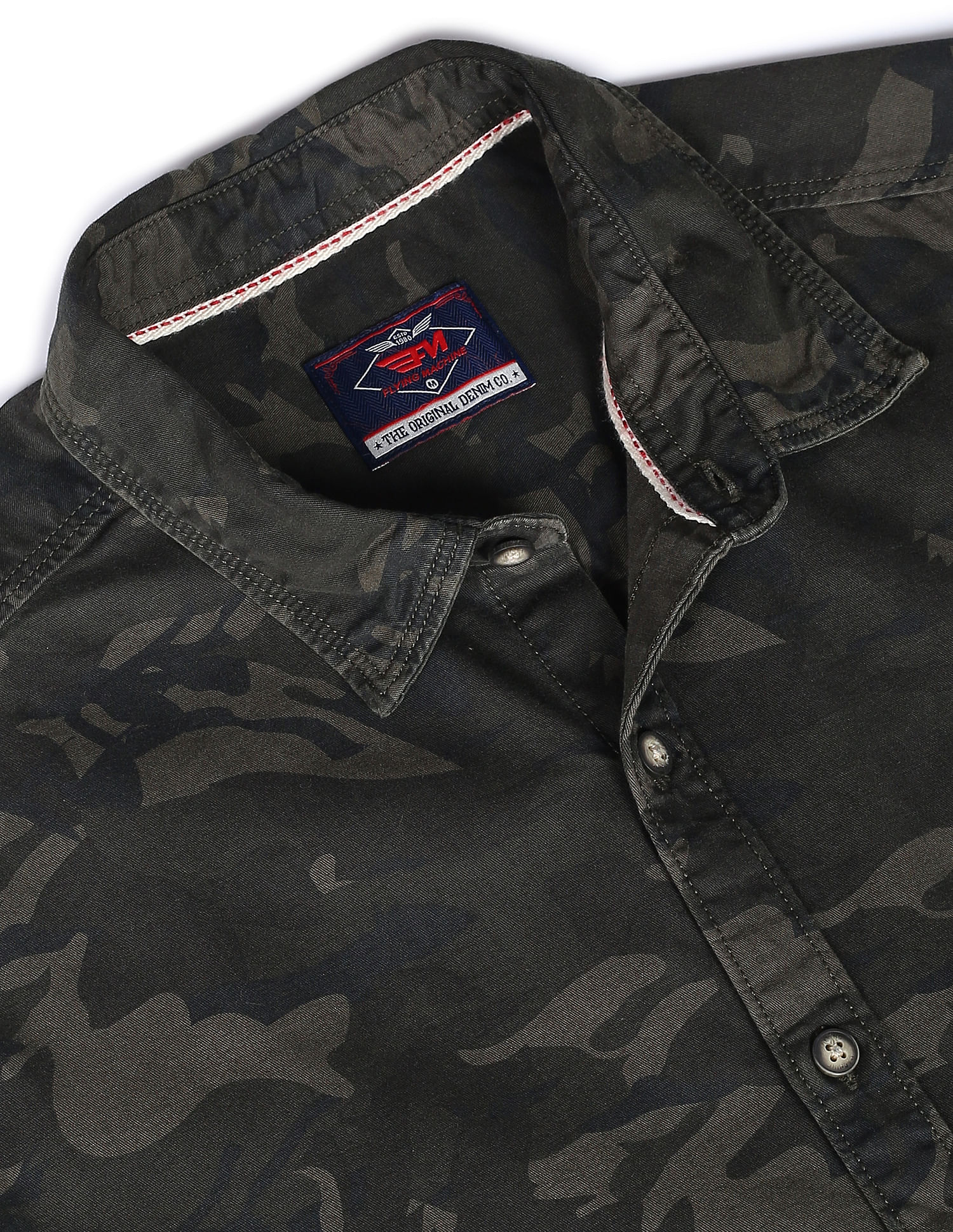 Buy Flying Machine Camouflage Print Pure Cotton Shirt - NNNOW.com