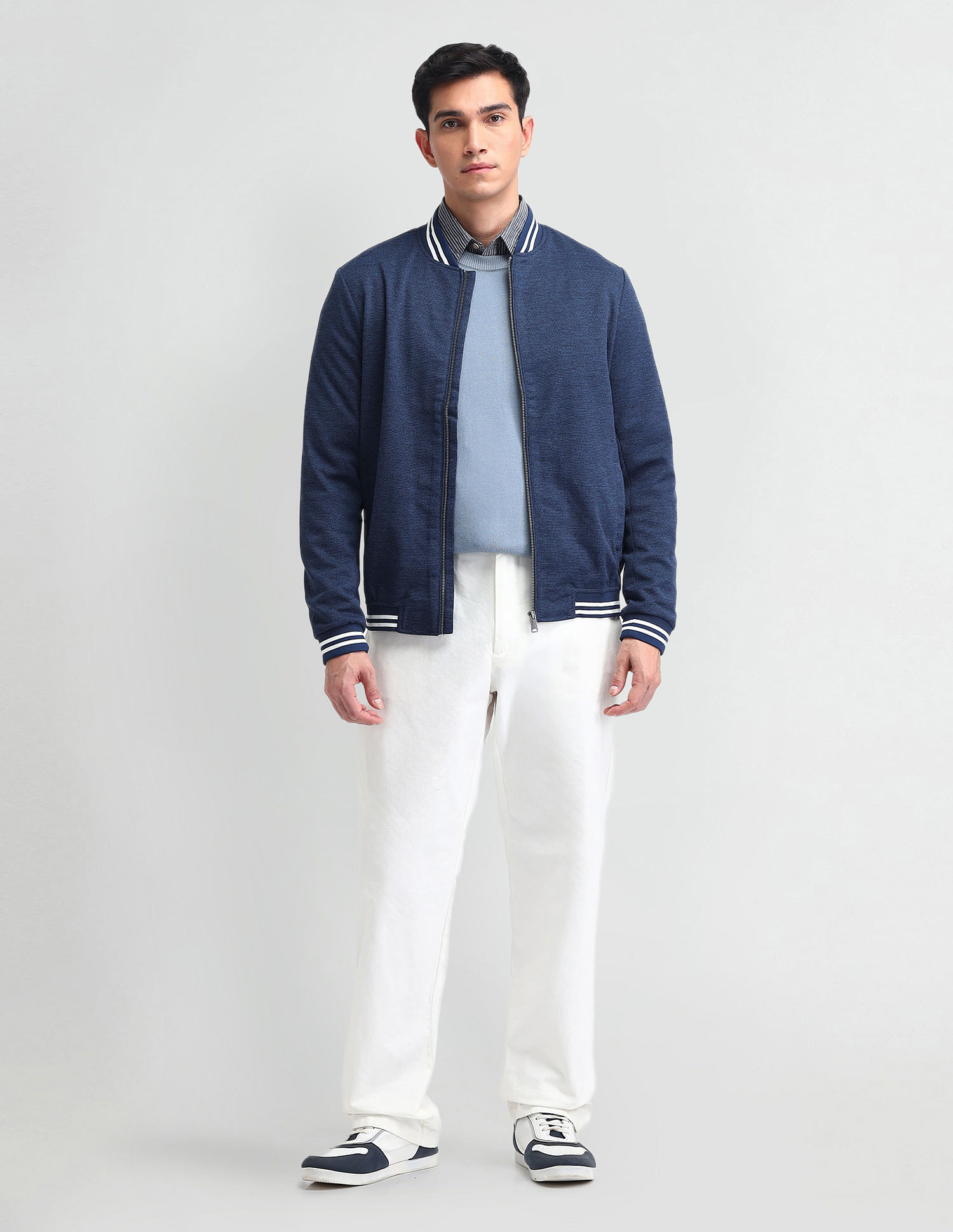 Arrow Sport Stand Neck Knitted Bomber Jacket