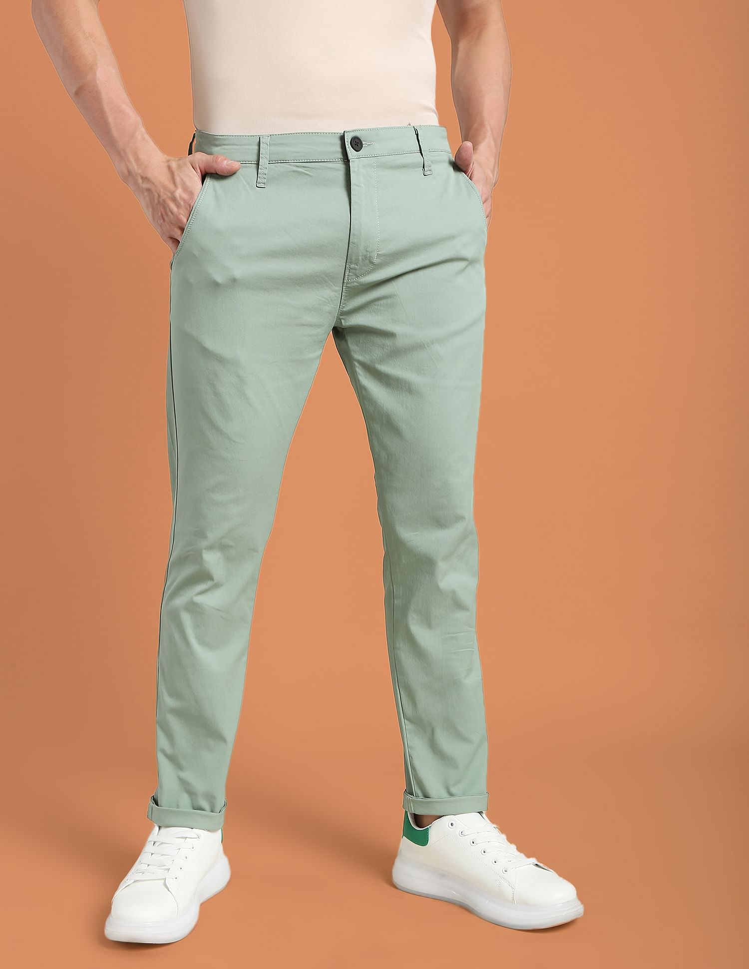 Flying Machine Mid Rise Solid F-Lite Trousers