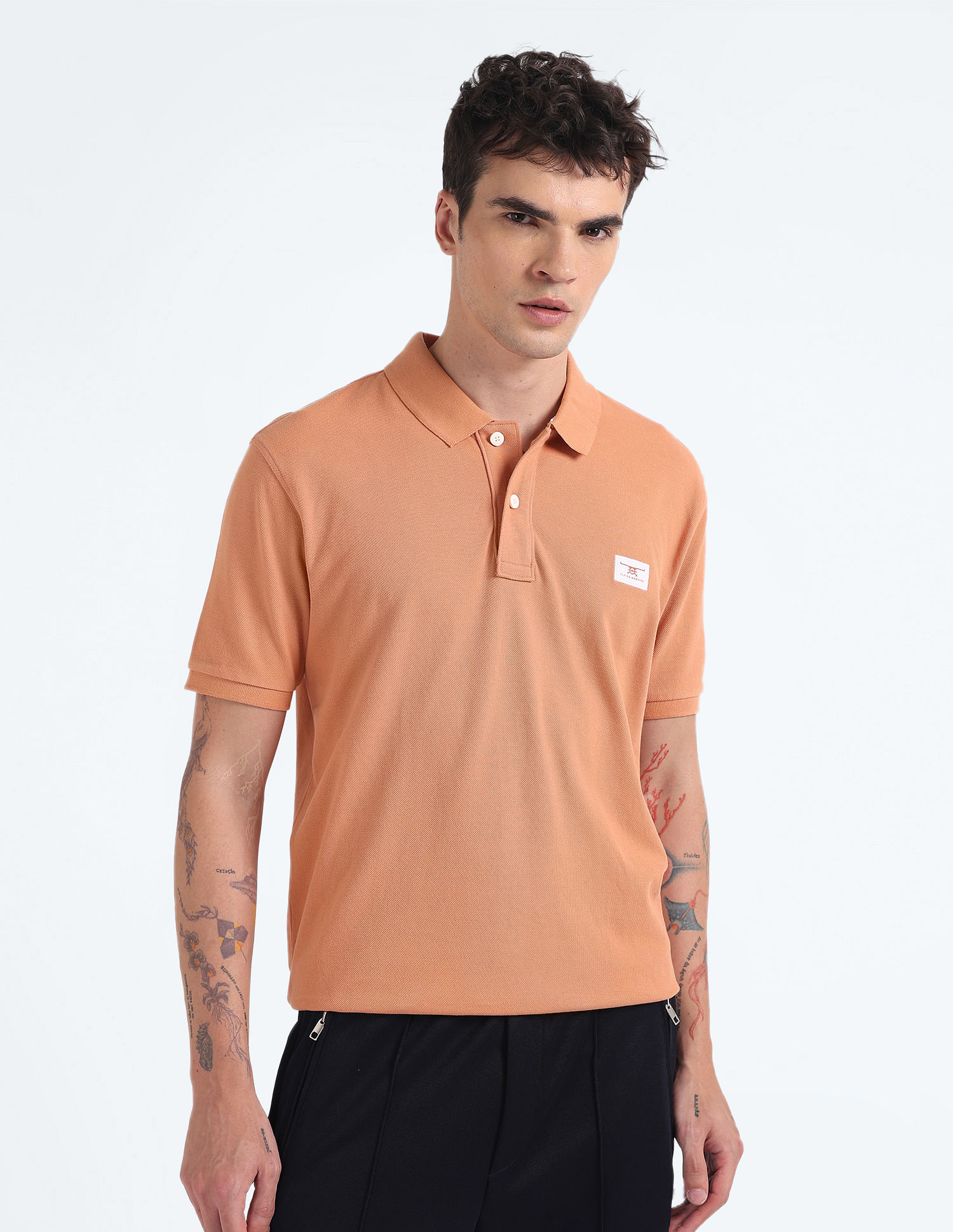 Flying Machine Tonal Logo Cotton Polo Shirt