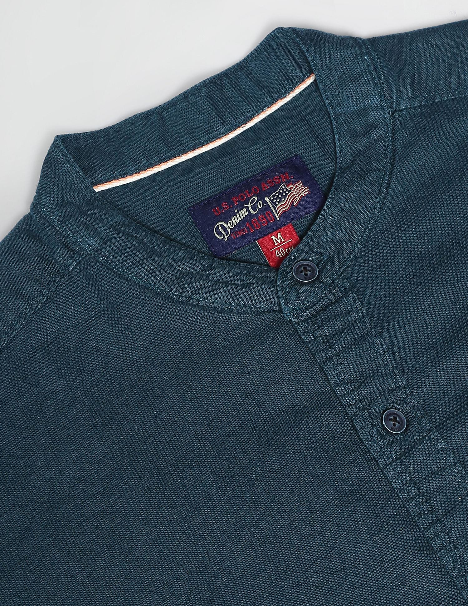 Buy U.S. Polo Assn. Denim Co. Mandarin Collar Overdyed Solid
