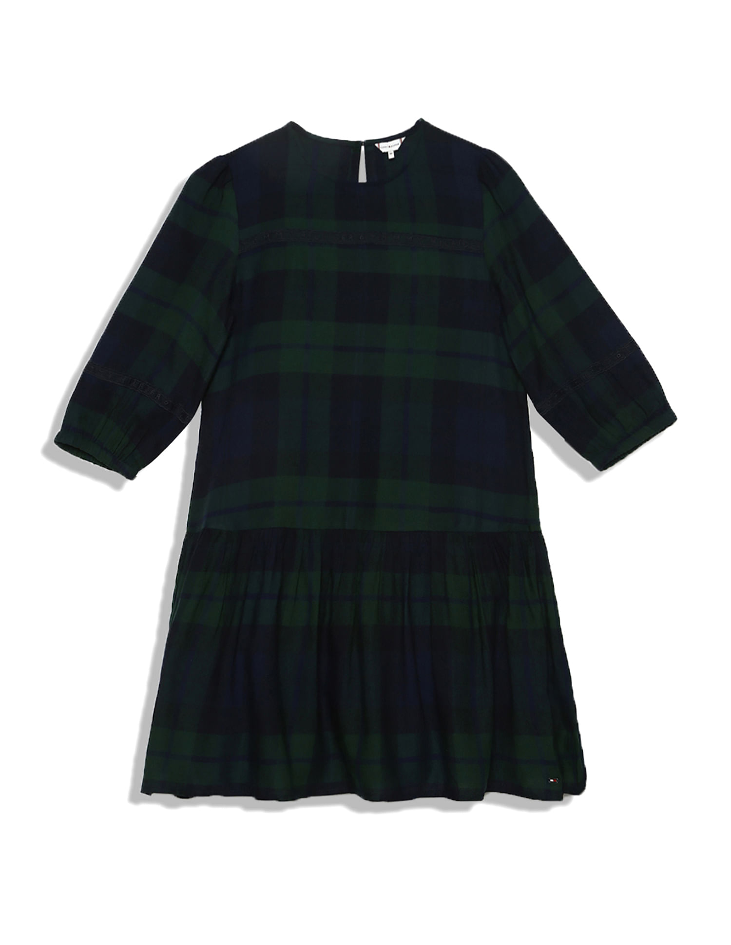 Tommy Hilfiger Kids Checked Puff Sleeve Dress