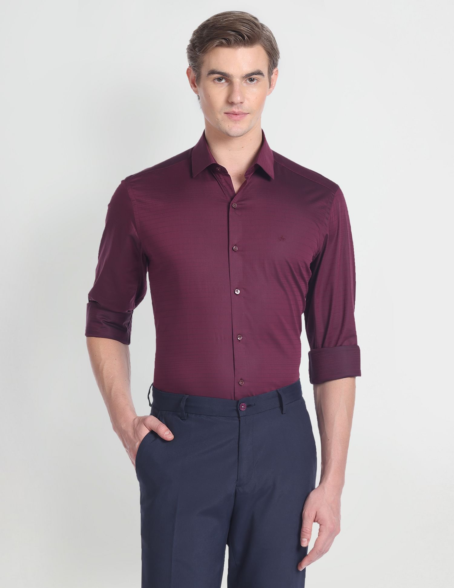 Arrow Horizontal Stripe Slim Fit Shirt