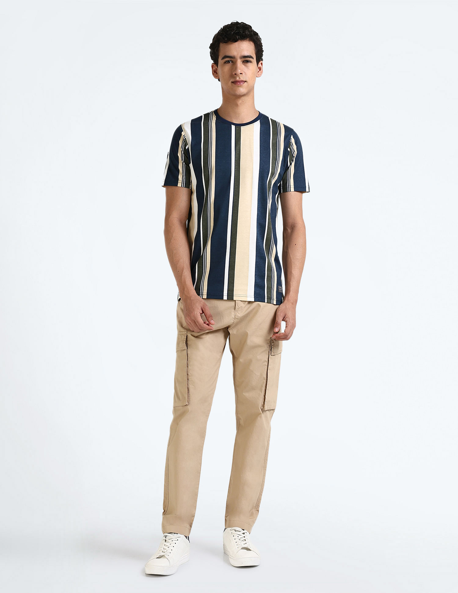 Flying Machine Vertical Stripe Cotton T-Shirt