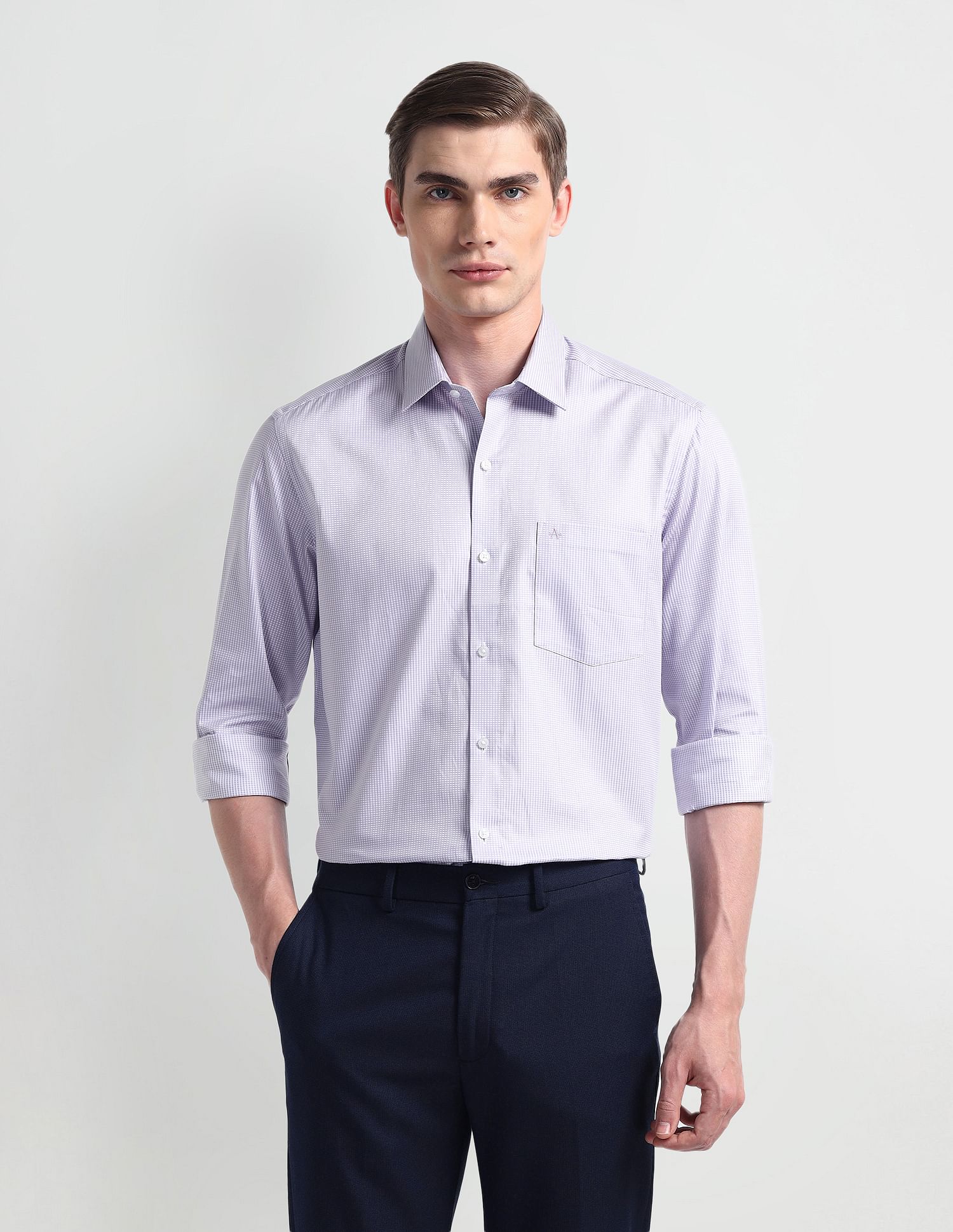 Arrow Manhattan Slim Fit Micro Checked Shirt