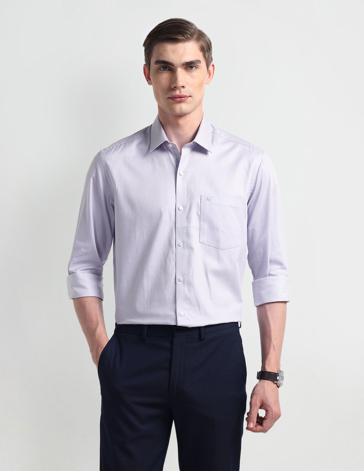 Arrow Manhattan Slim Fit Micro Checked Shirt