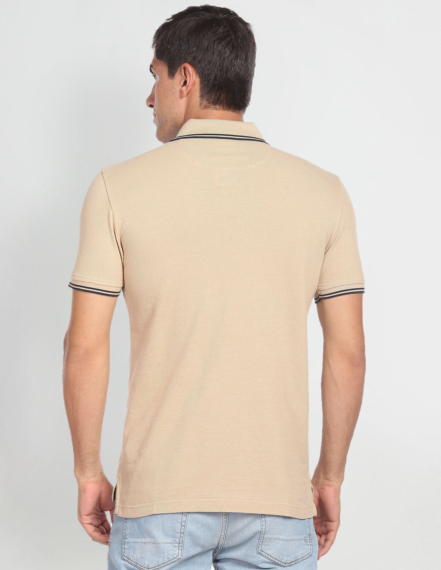 Arrow Sports Horizontal Stripe Cotton Polo Shirt