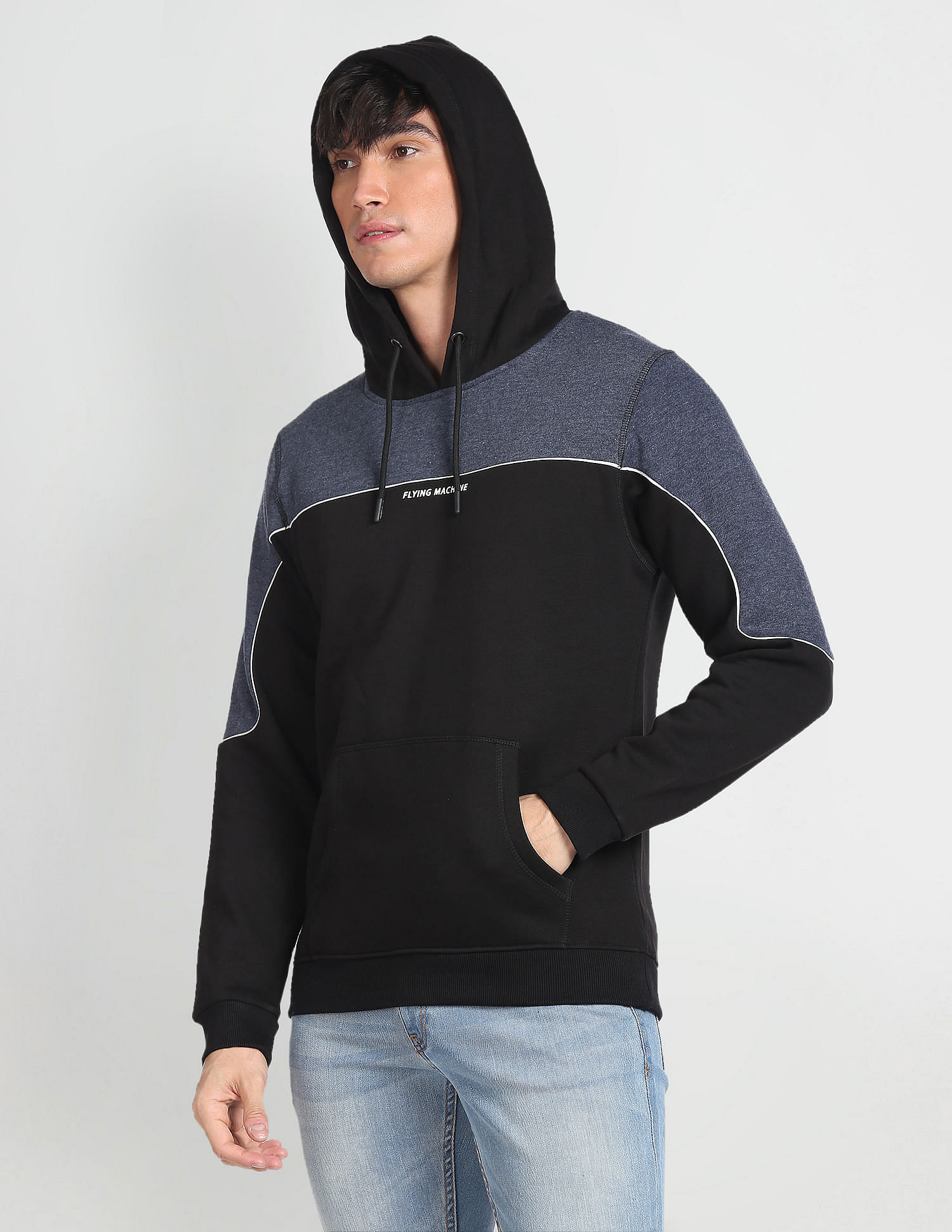 Flying Machine Hooded Panelled Sweatshirt