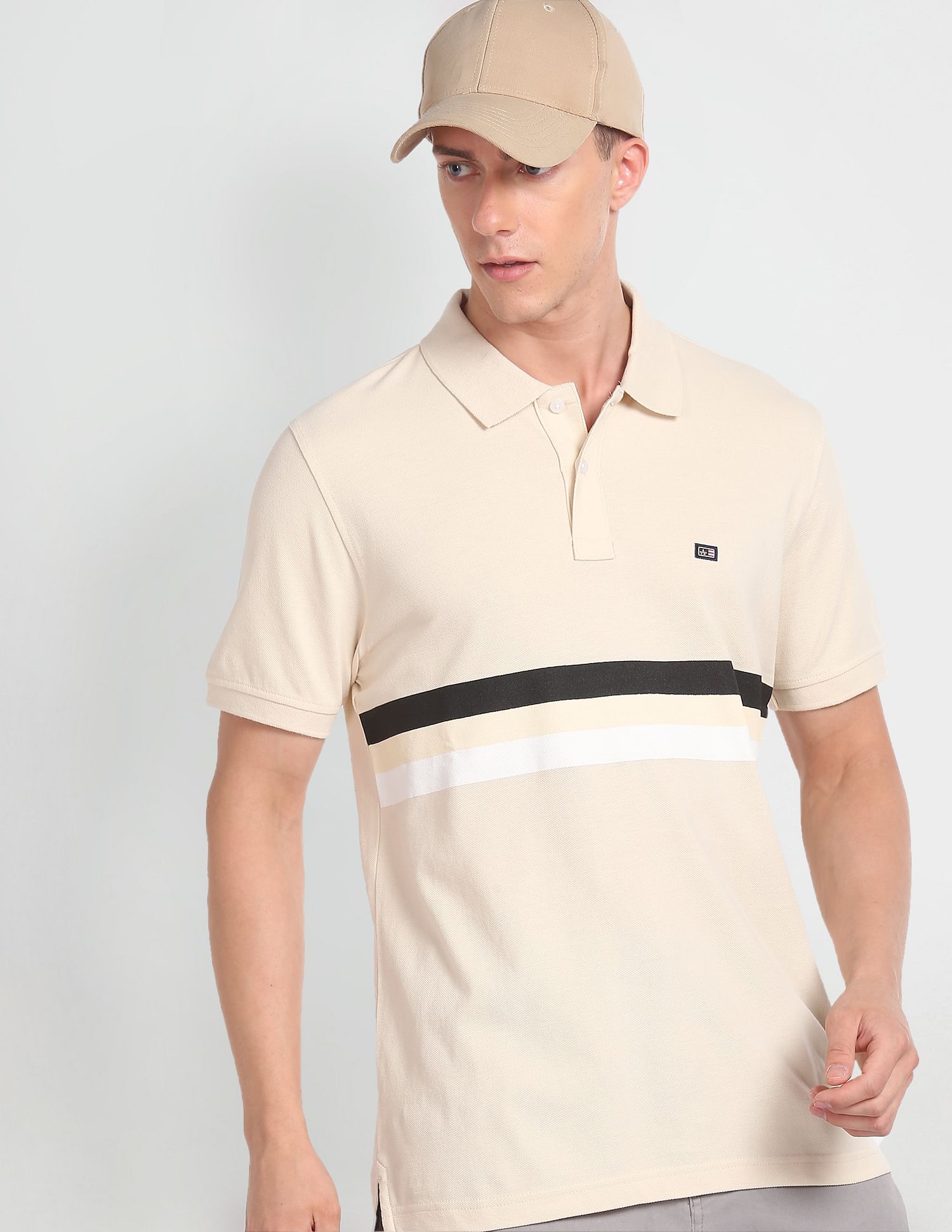 Arrow Sports Horizontal Stripe Cotton Polo Shirt