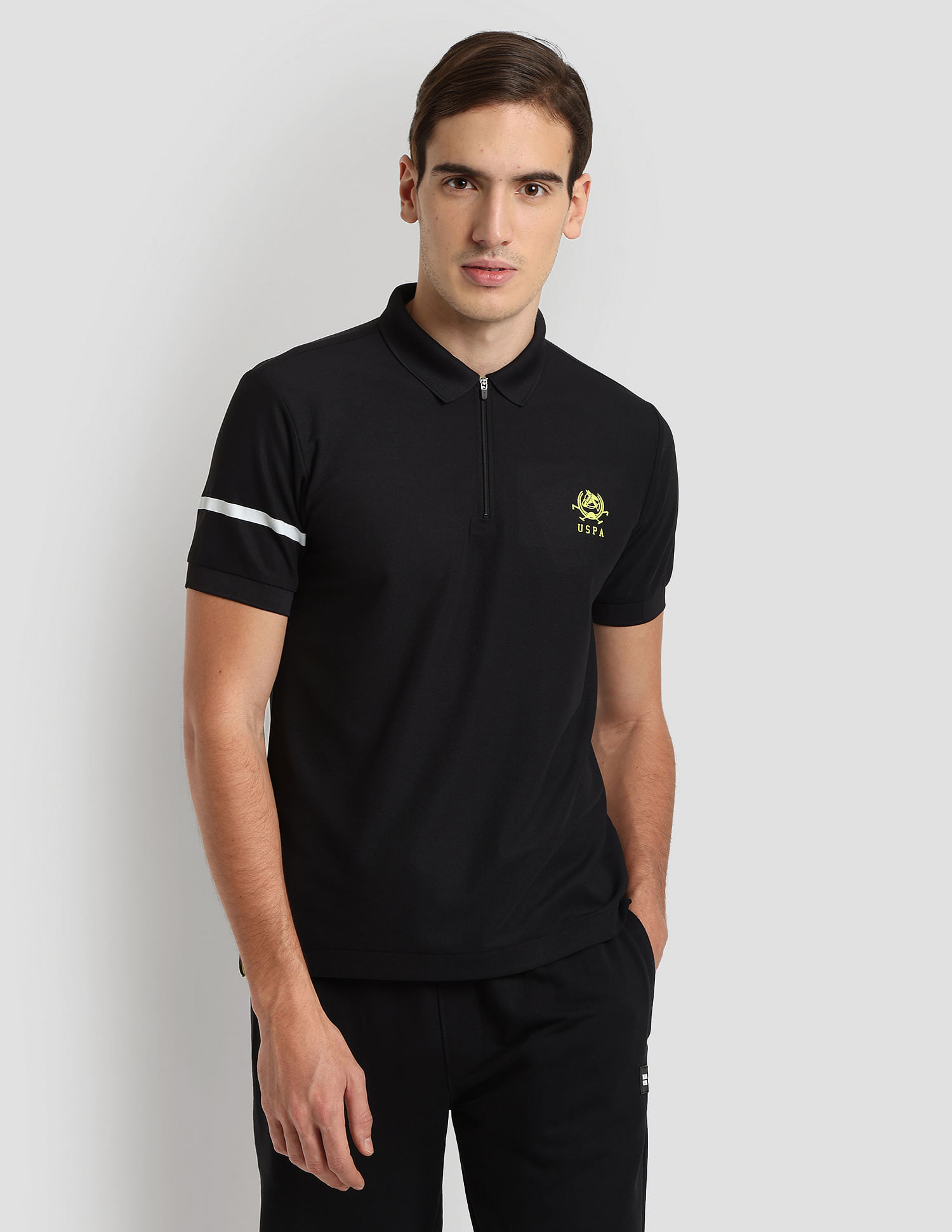 U.S. Polo Assn. Polyester Zipper Sport Polo Shirt