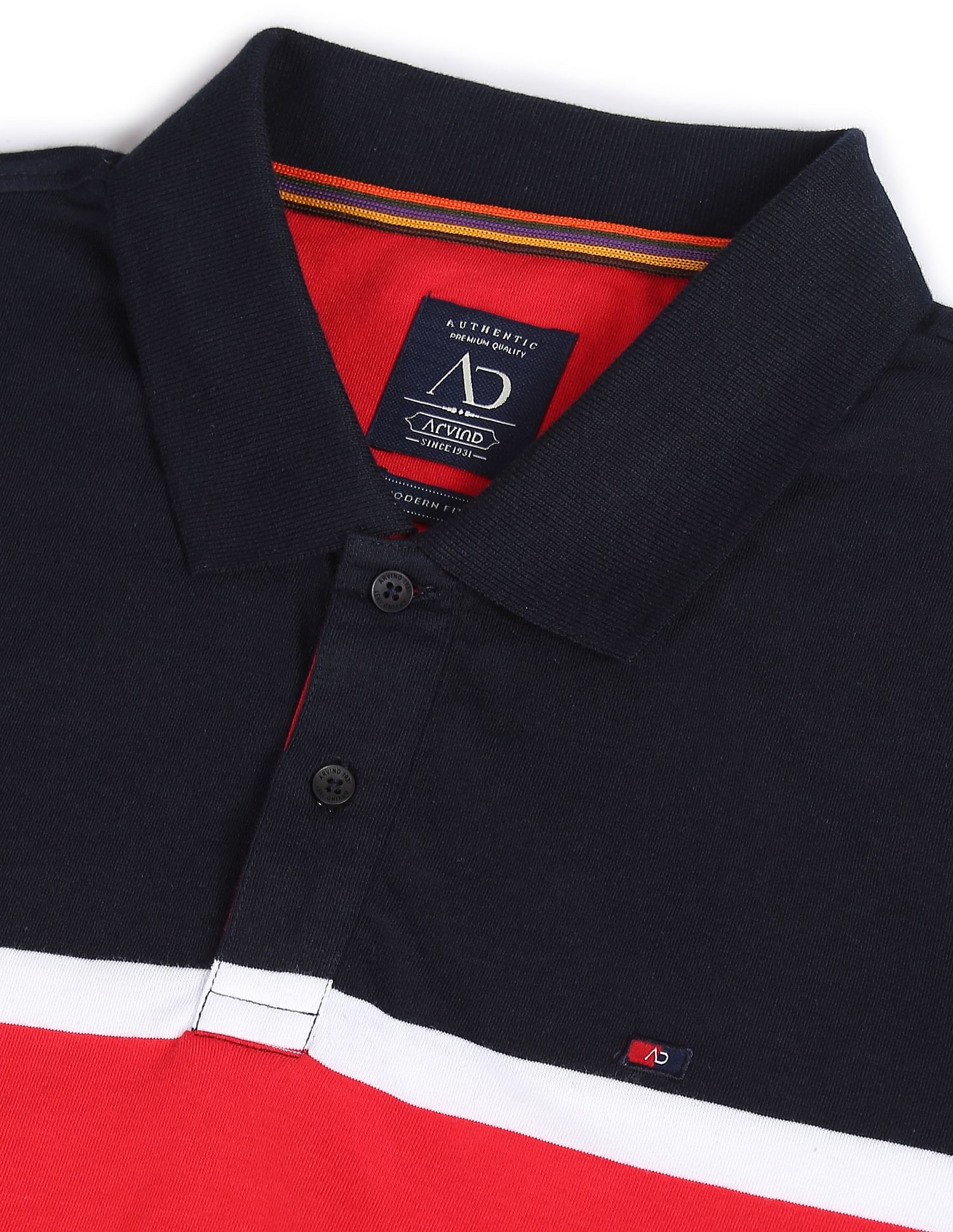 AD by Arvind Modern Fit Colour Block Polo Shirt