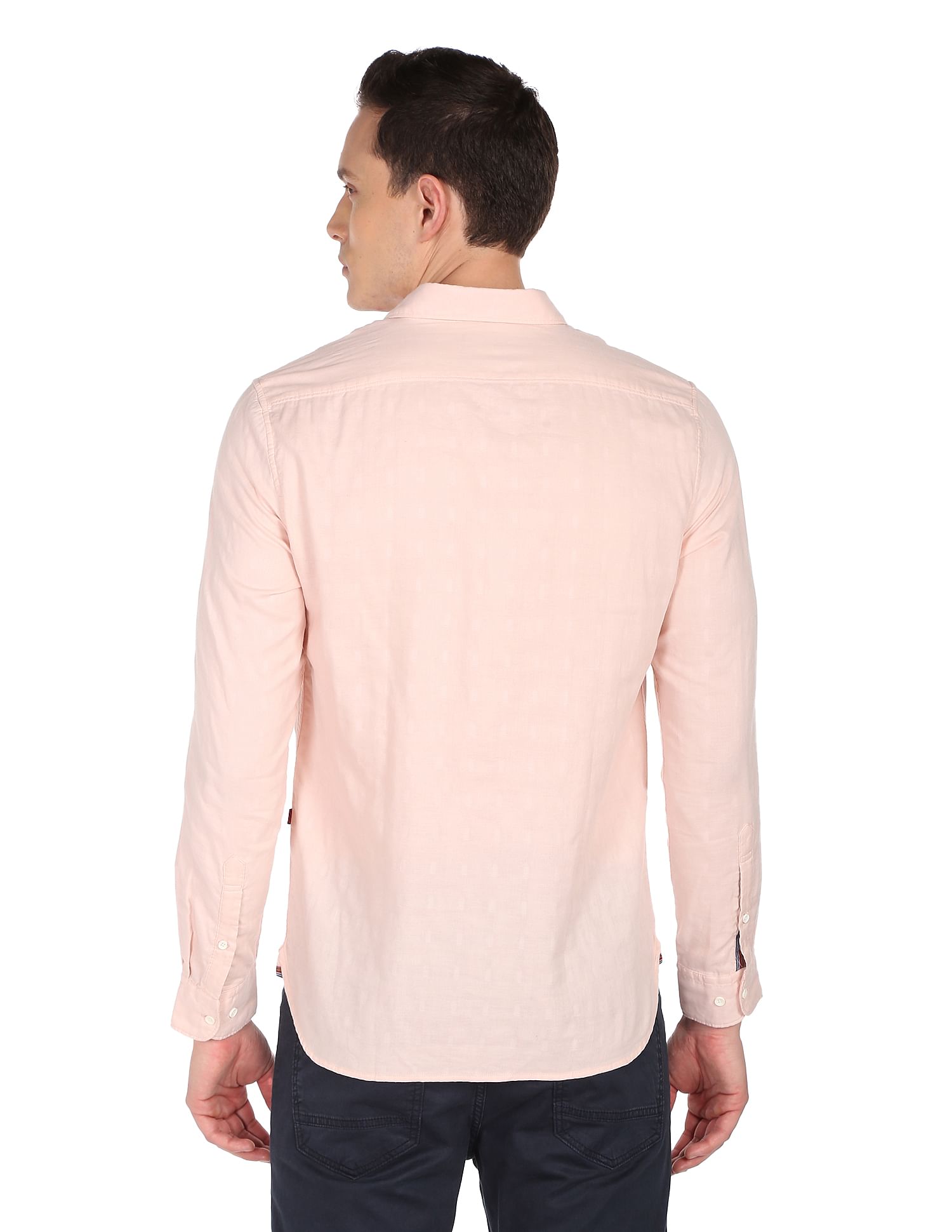 AD by Arvind Spread Collar Solid Cotton Casual Shirt