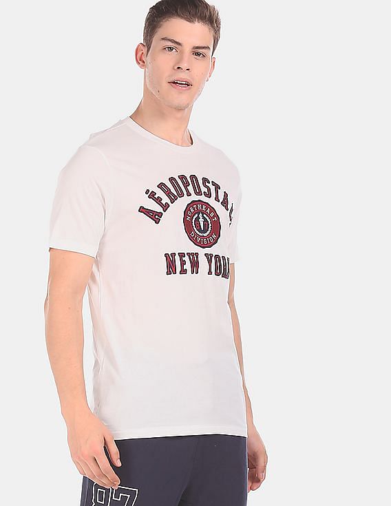 Buy Aeropostale Men Off White Brand Print Cotton T-Shirt - NNNOW.com