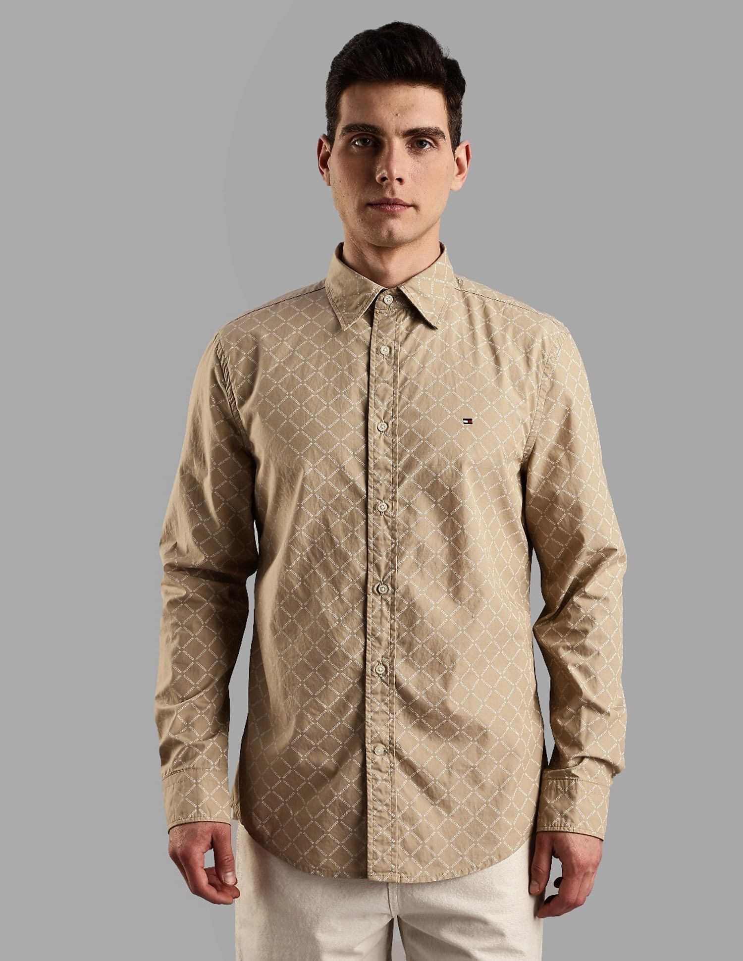 Tommy Hilfiger Printed Regular Fit Plain Woven Shirt